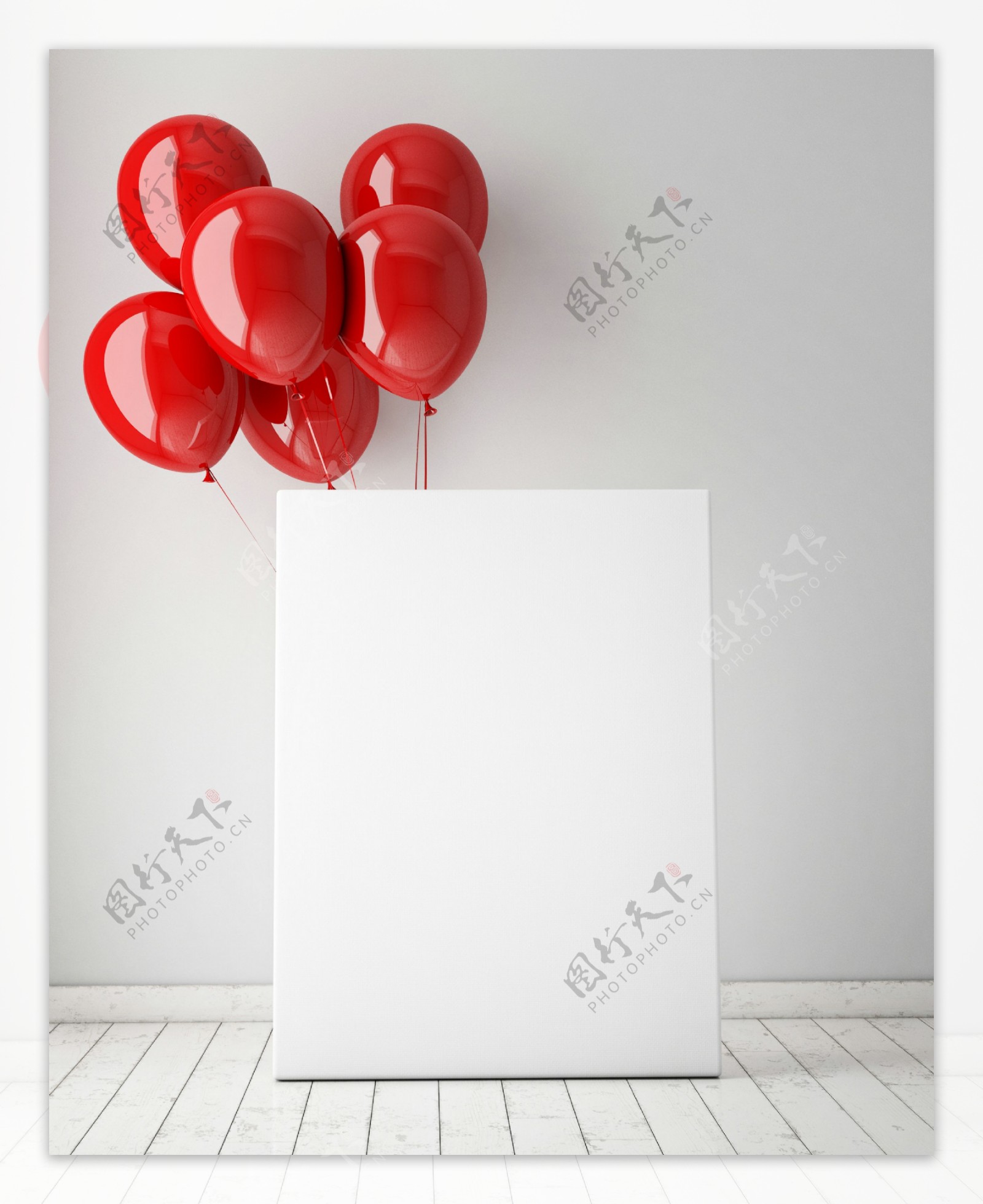 红色气球与画板海报图片