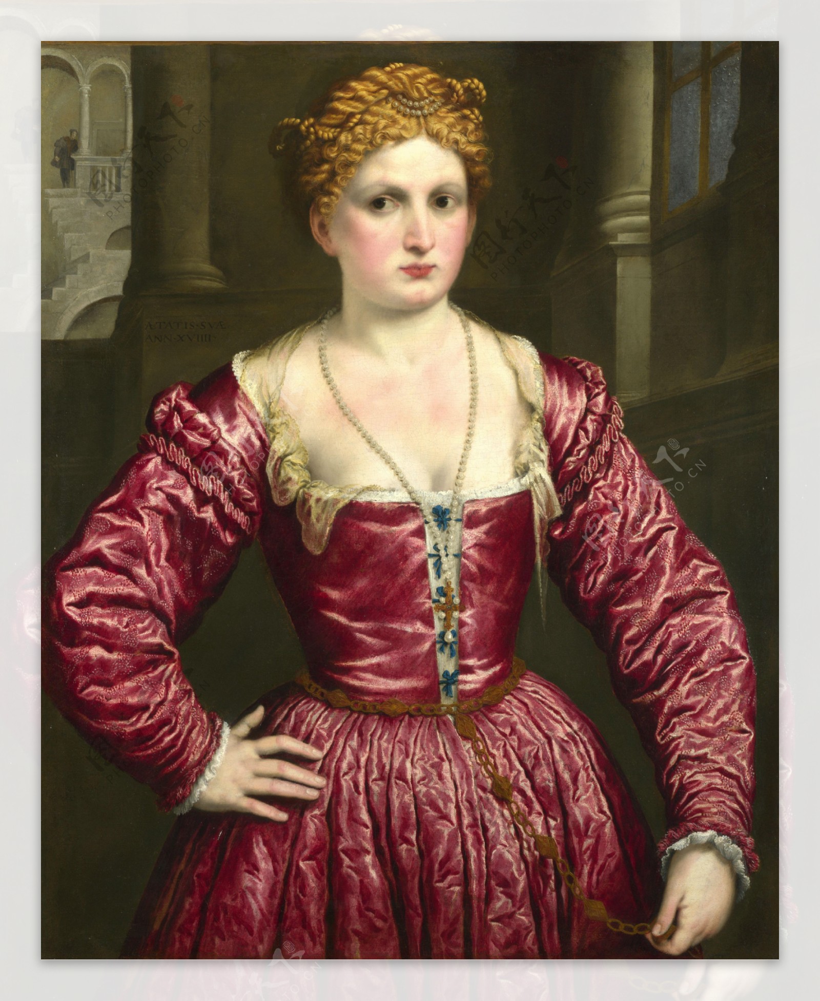 穿裙子的古代欧洲女子油画图片