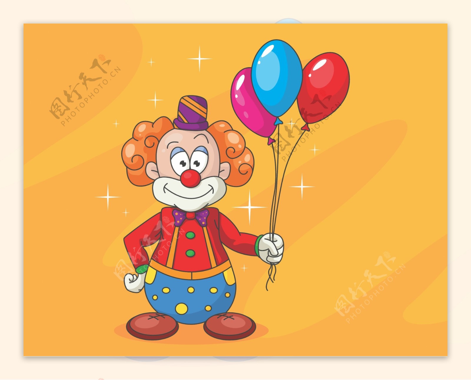 手握气球束的小丑图片