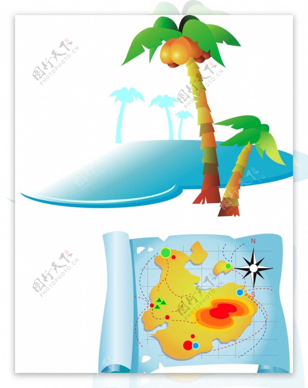 夏季沙滩椰子树图片