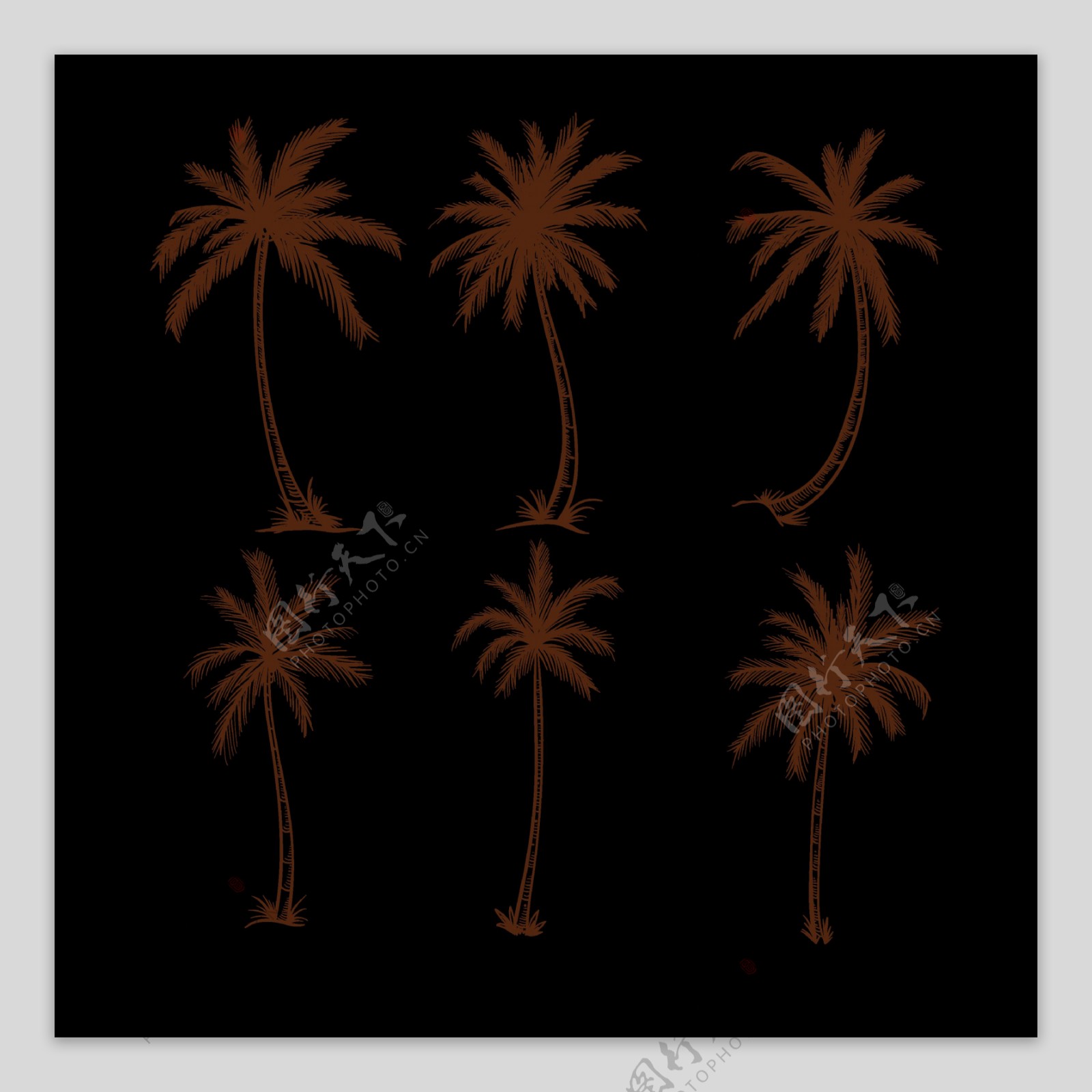 椰子树剪影效果免抠png透明图层素材