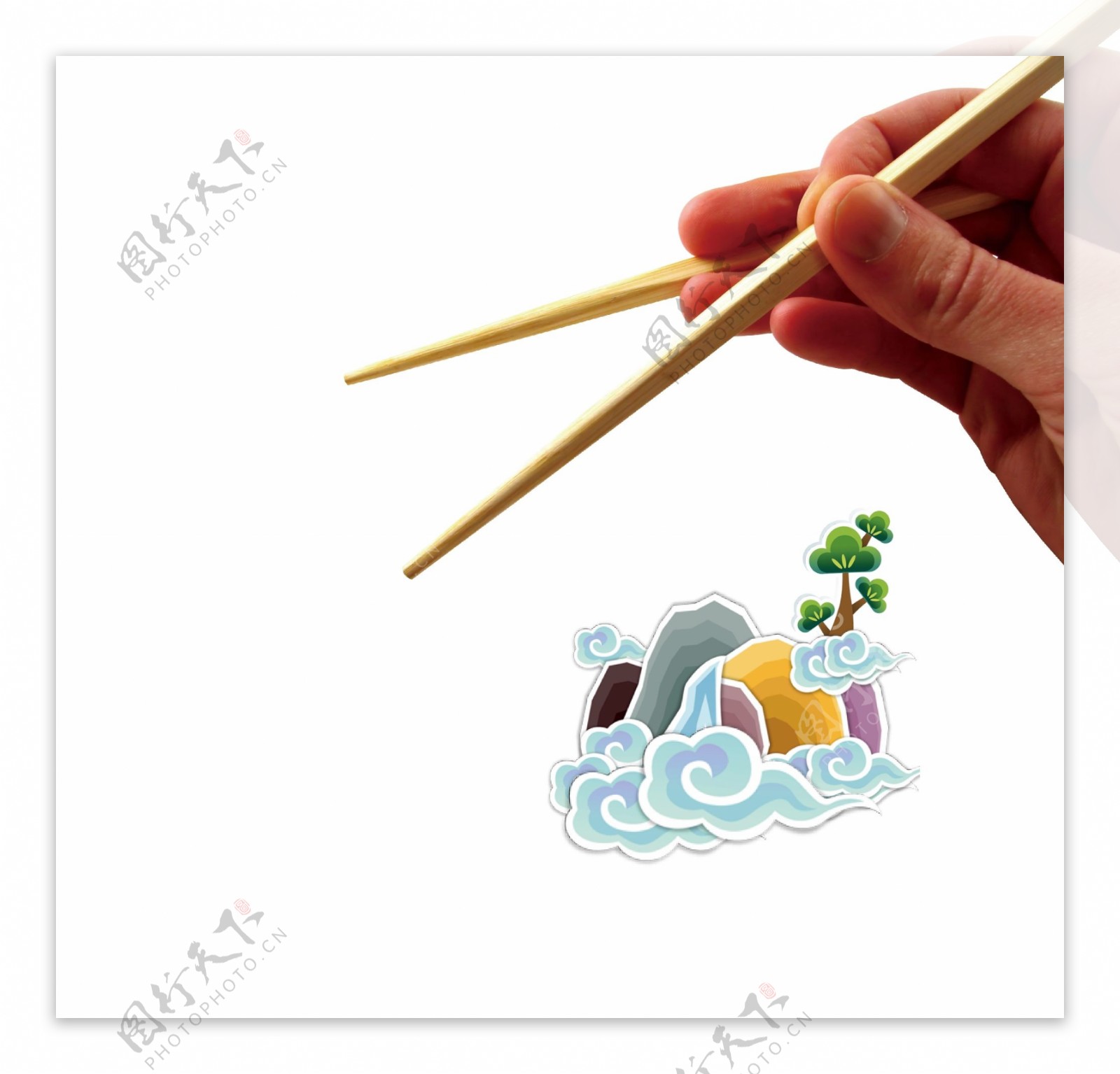 手绘中国筷子元素