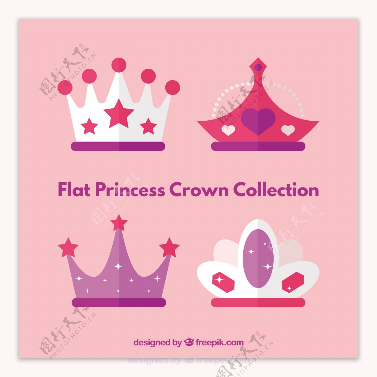 彩色公主桂冠图标设计