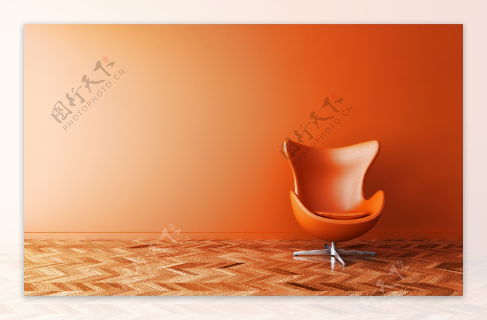 橙色墙壁与沙发椅图片