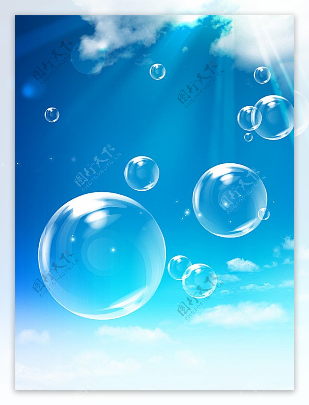 蓝天透明泡泡图片