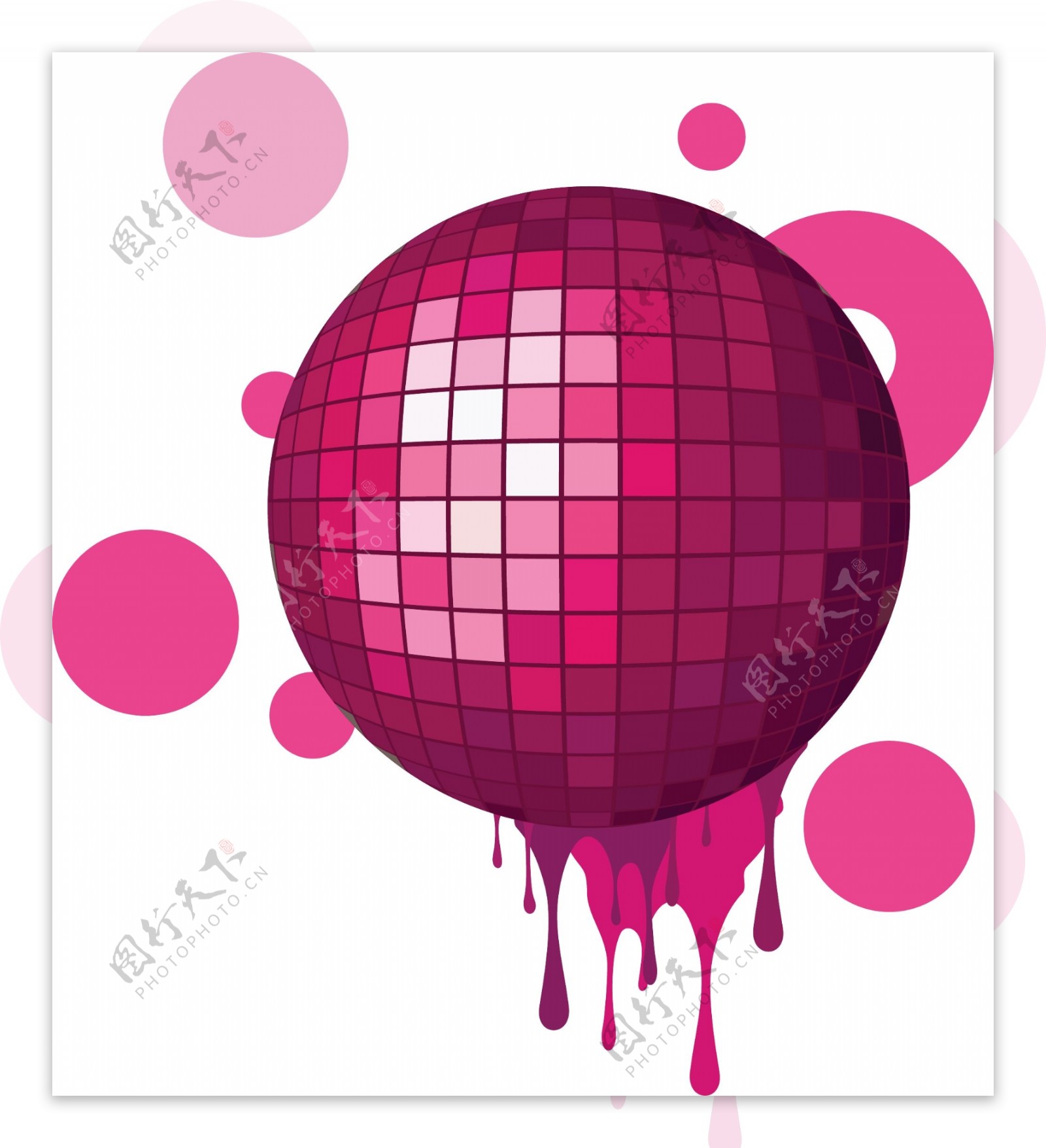 紫色舞厅灯光球元素