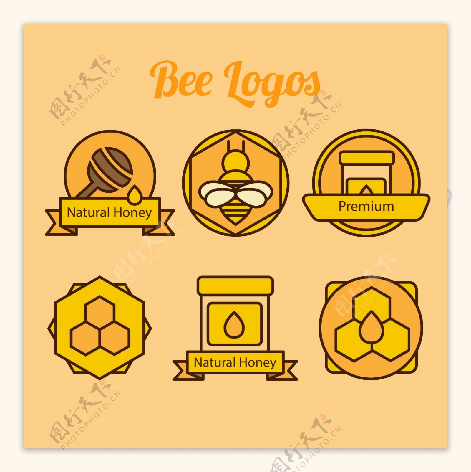 蜜蜂和蜂蜜标识图片