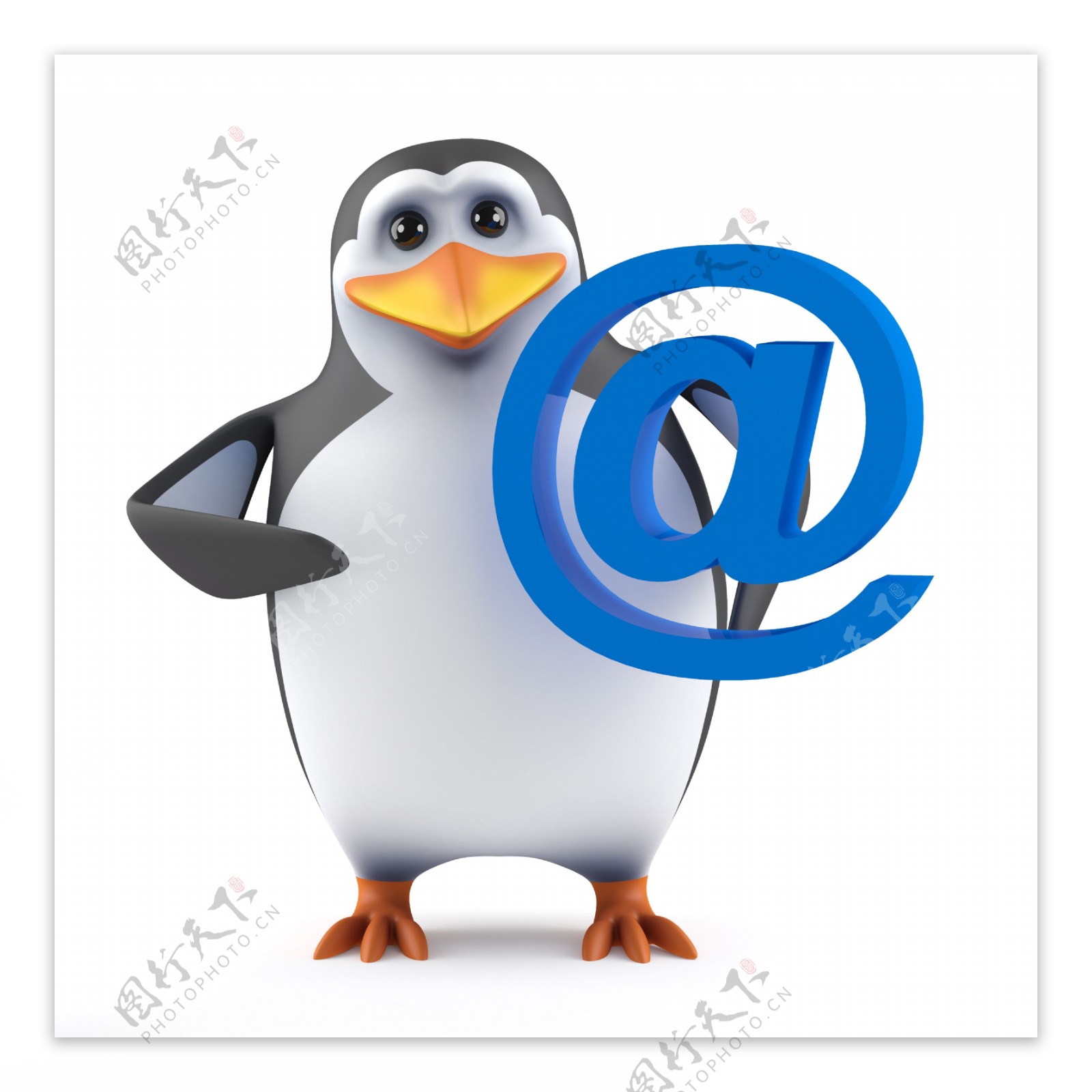 邮件符号与3D企鹅