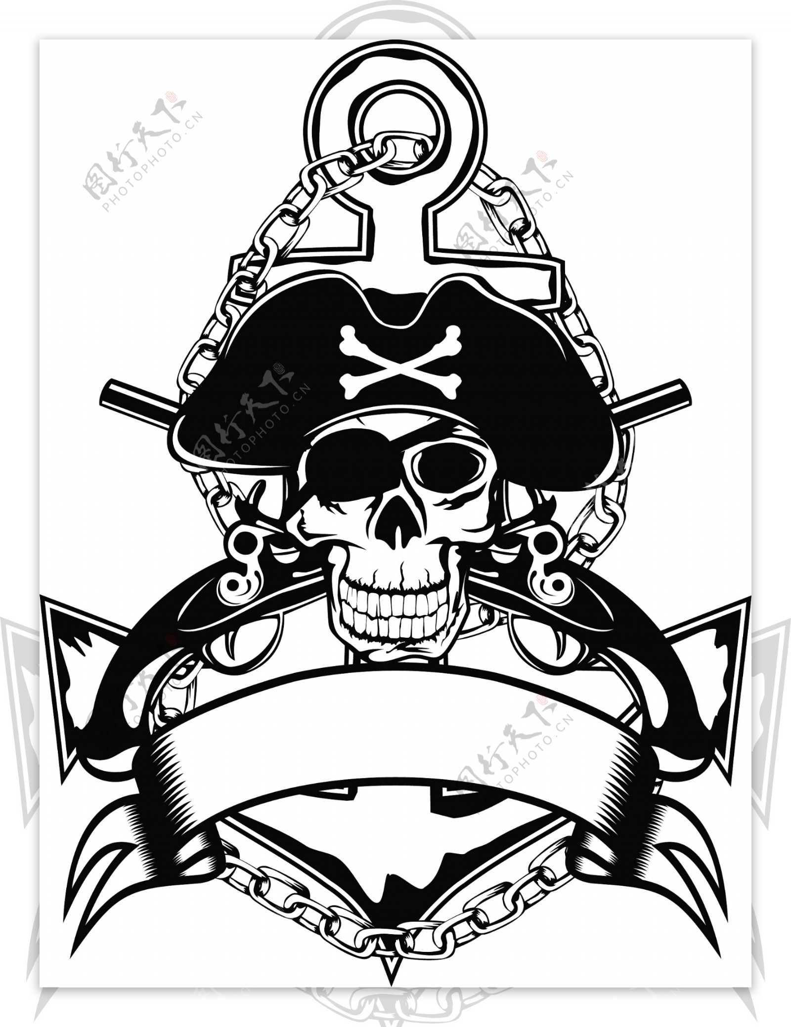 矢量海盗骷髅徽标