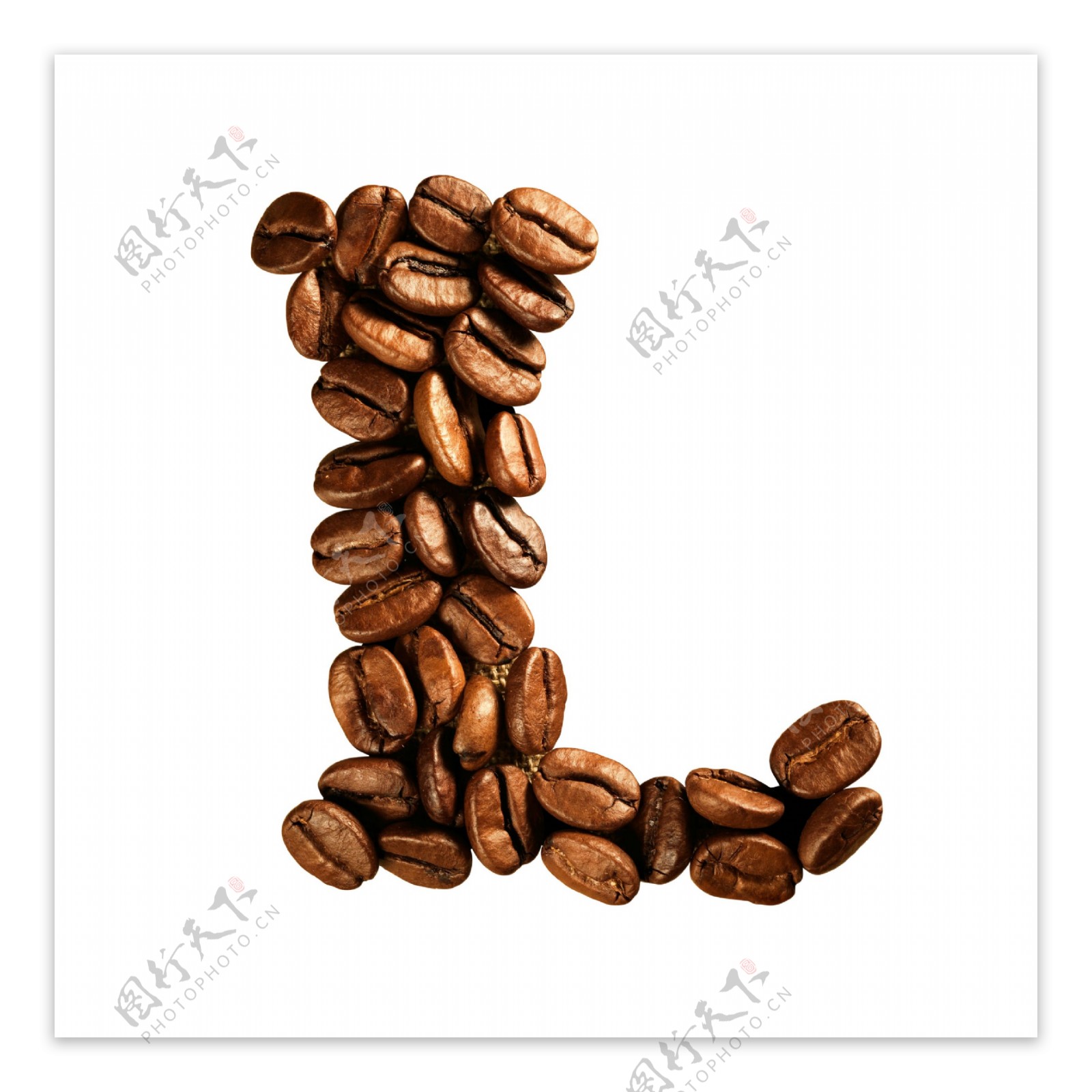 咖啡豆组成的字母L图片