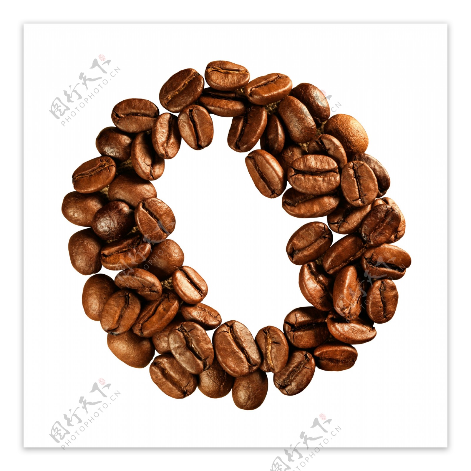 咖啡豆组成的字母O图片