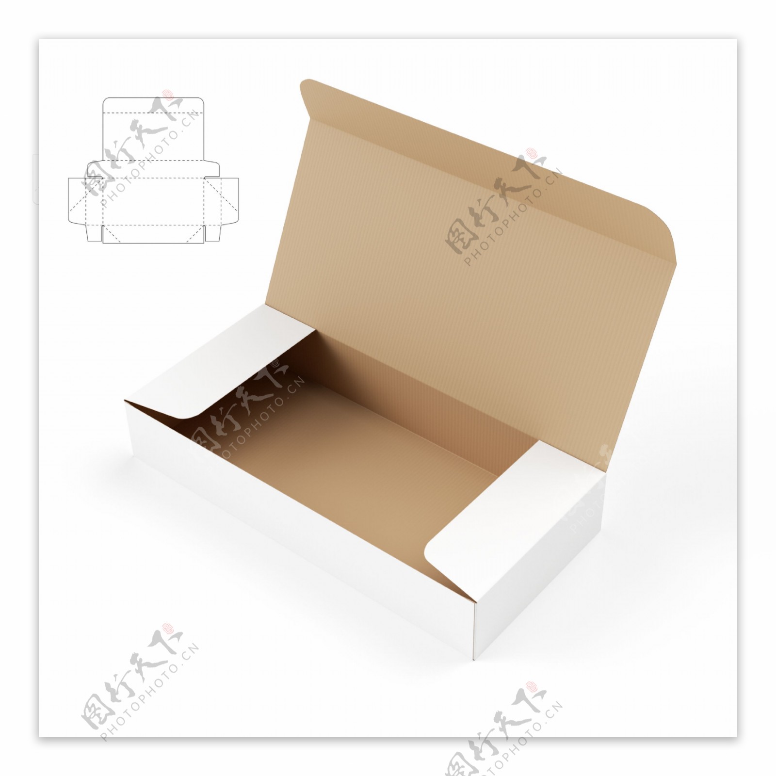产品包装盒与平面图