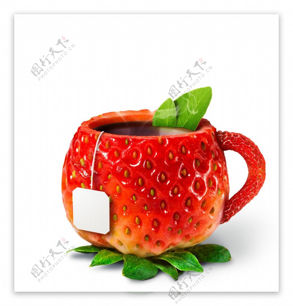 创意可爱草莓茶杯图片