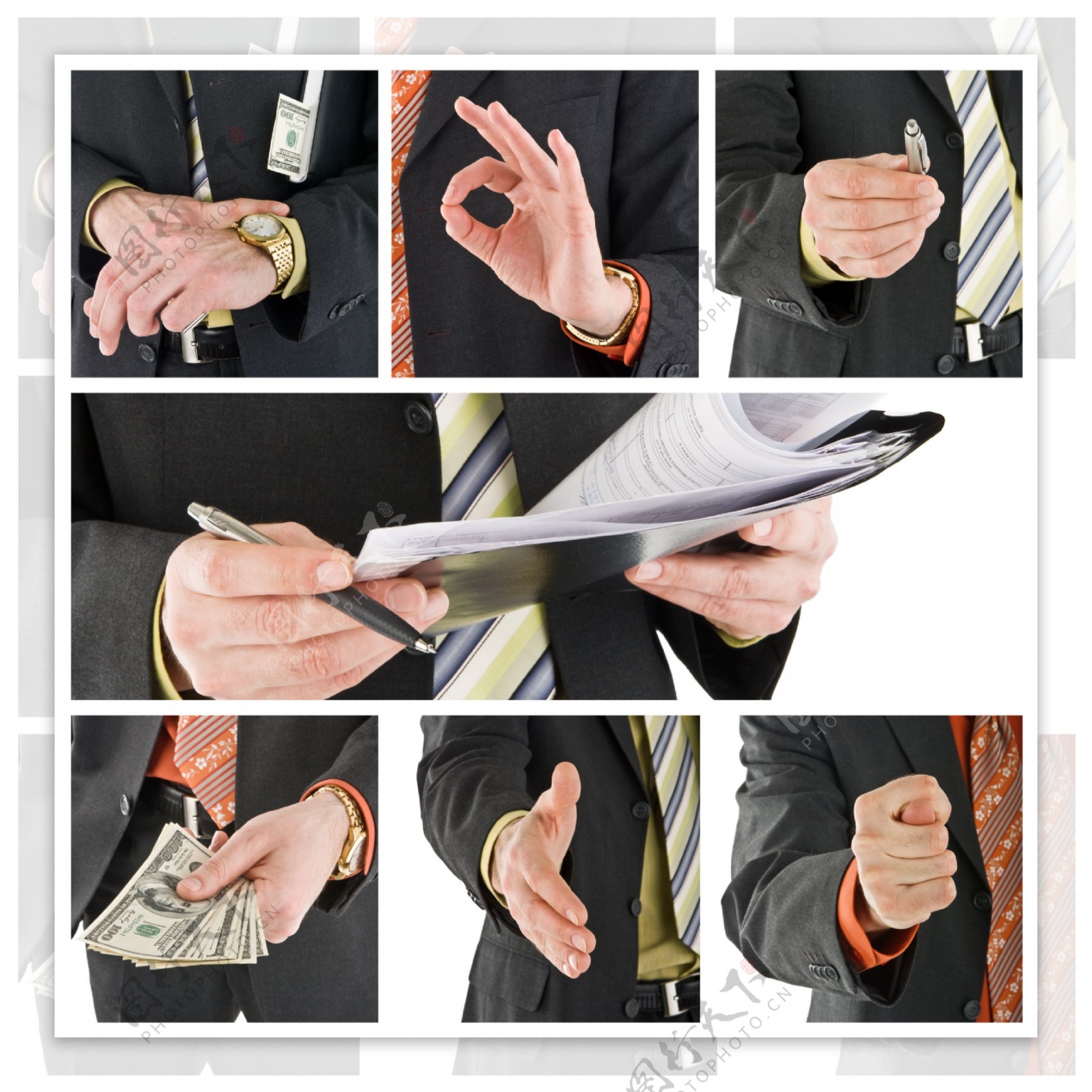 商务男性的各种手势图片