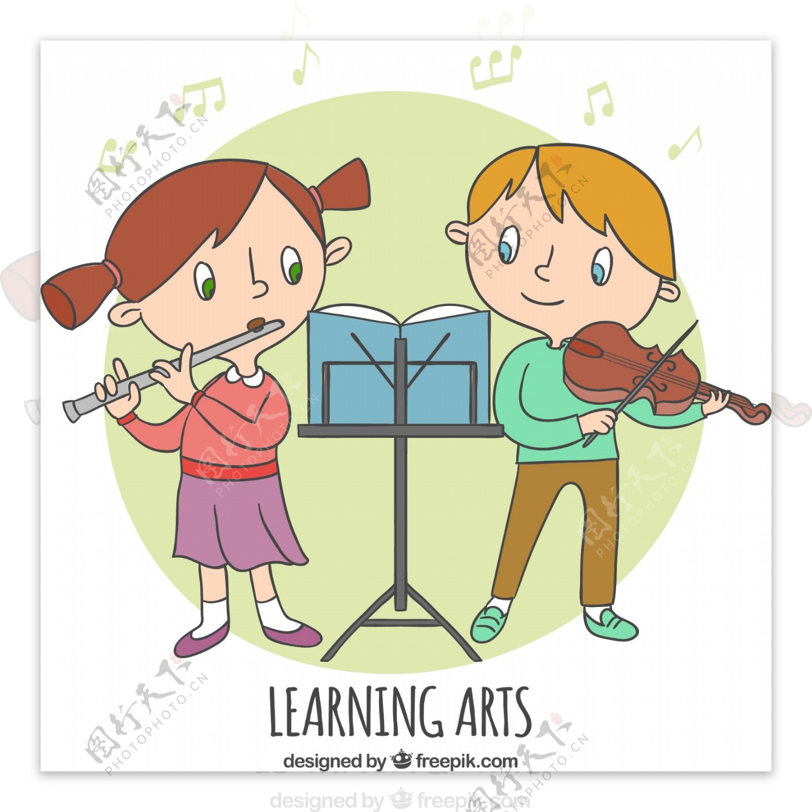 年轻的孩子们学习音乐