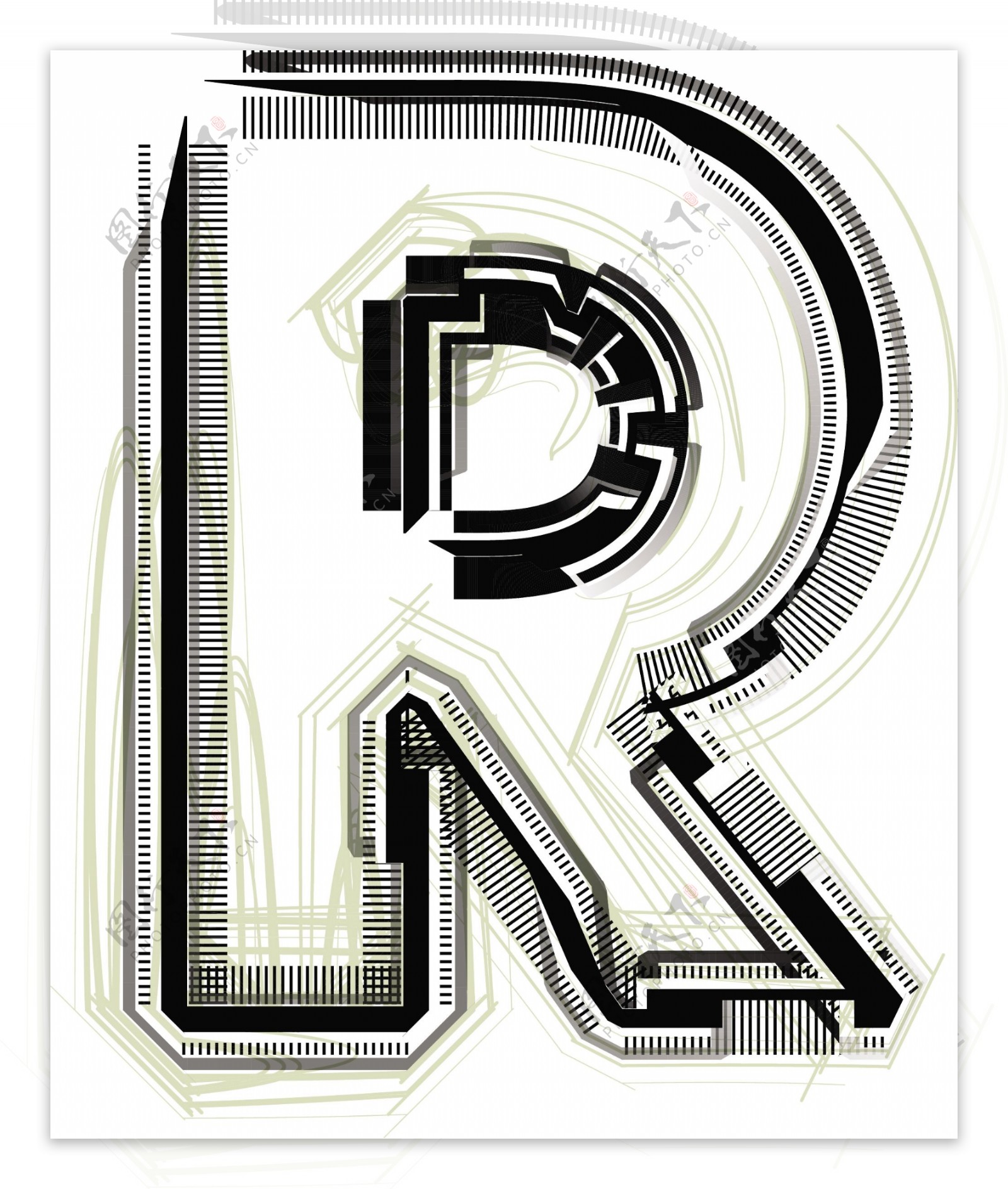 技术字体字母R
