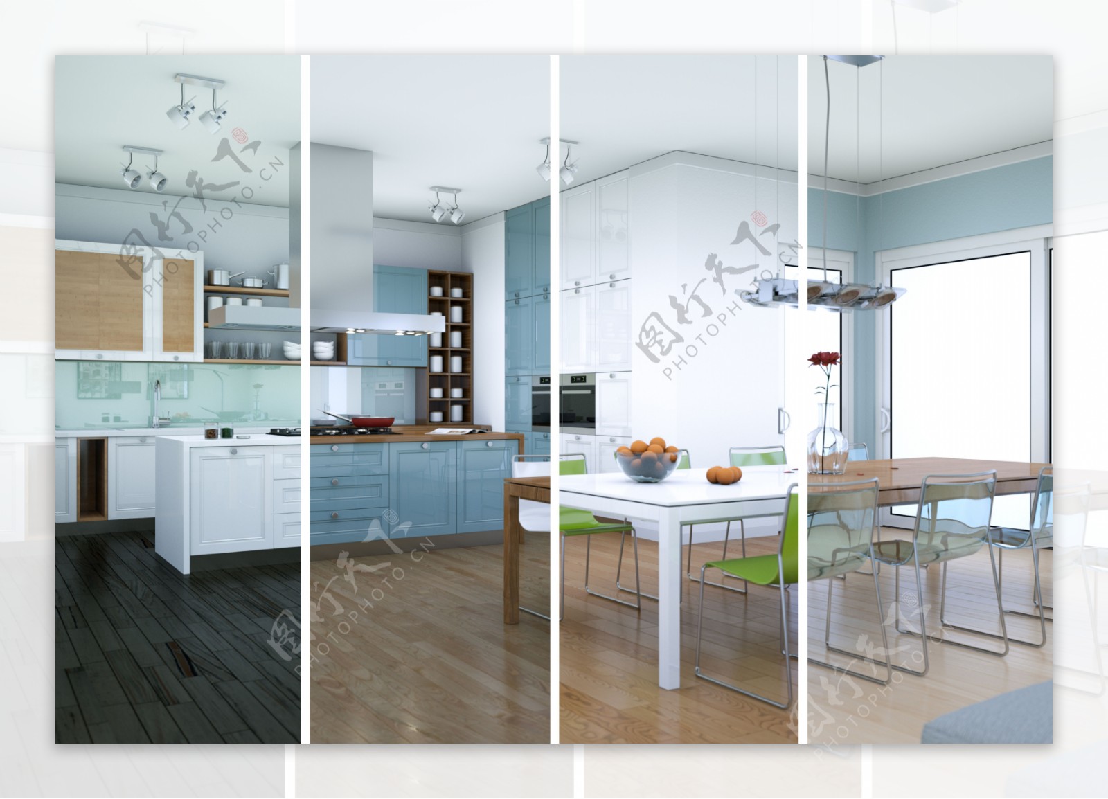 简洁开放式厨房设计图片