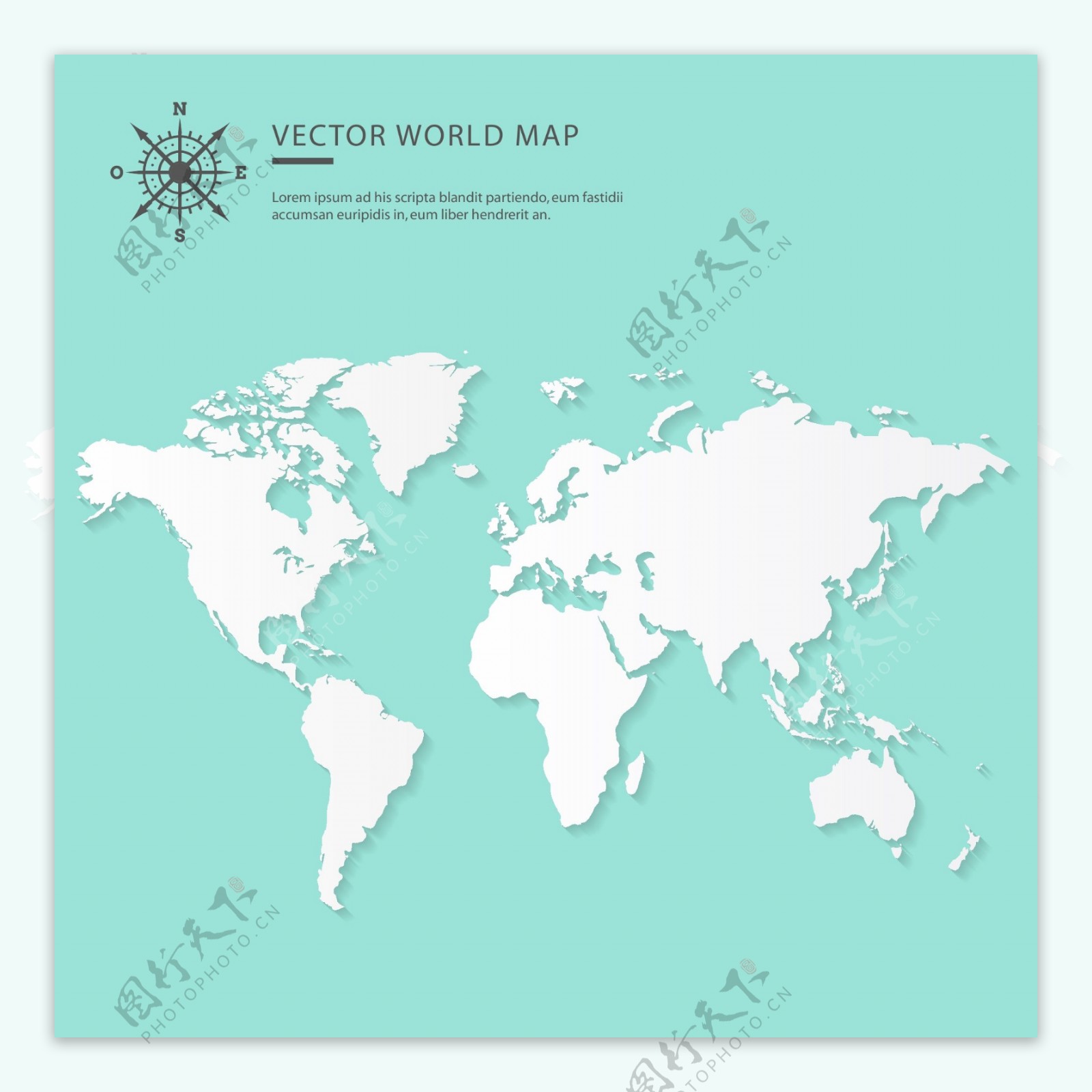 白色世界地图矢量图