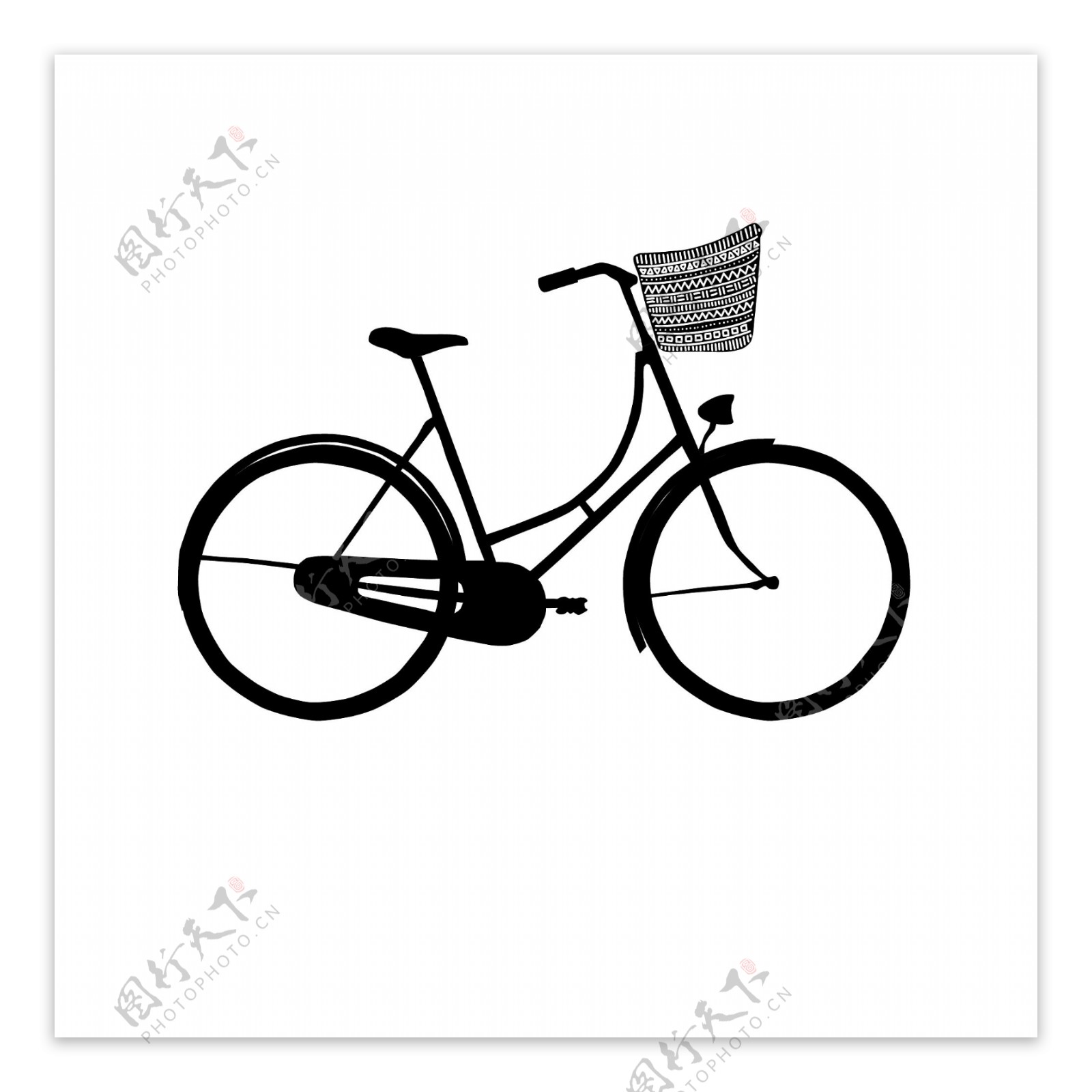 扁平手绘自行车