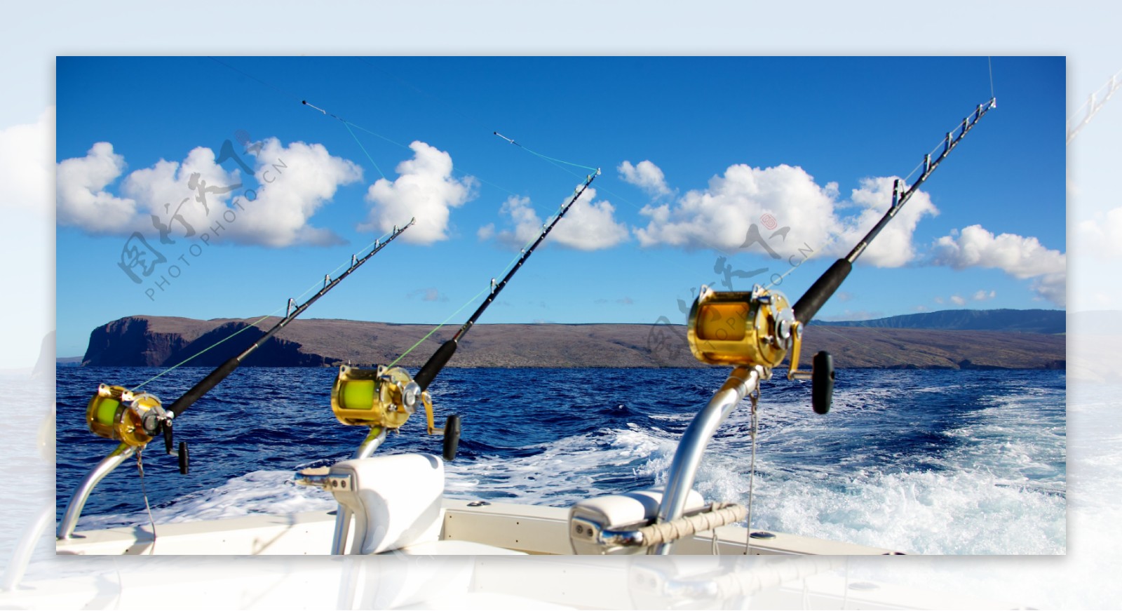 三个自动化鱼竿图片