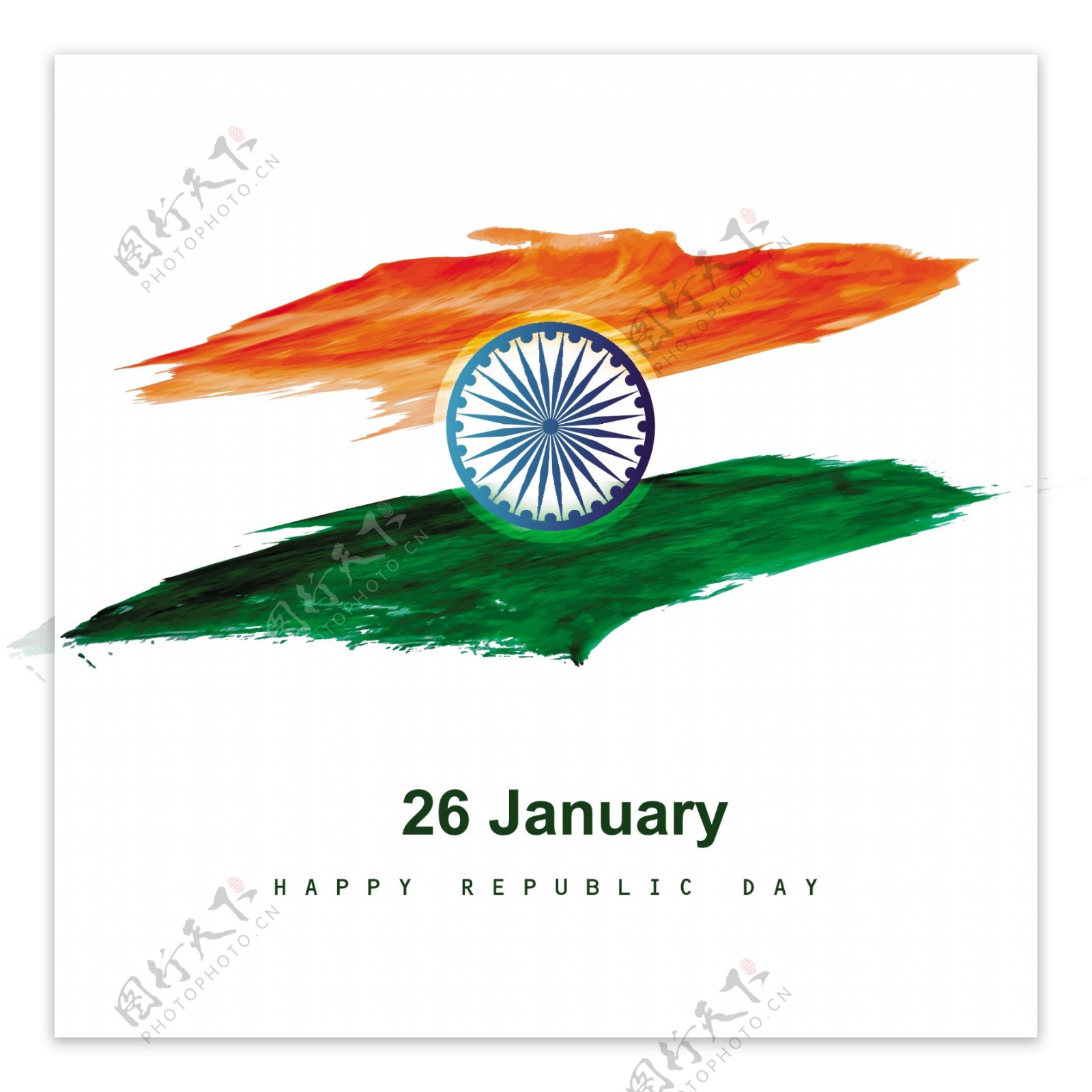 水彩印度国旗设计