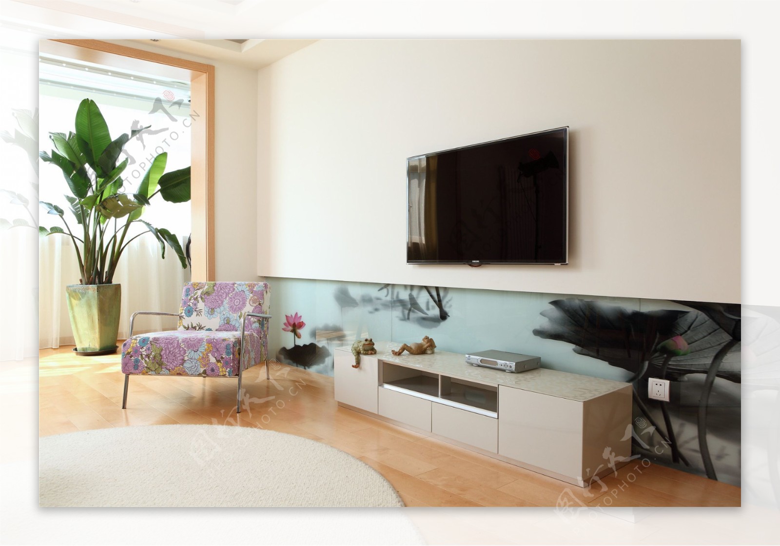 现代小清新客厅电视墙设计图