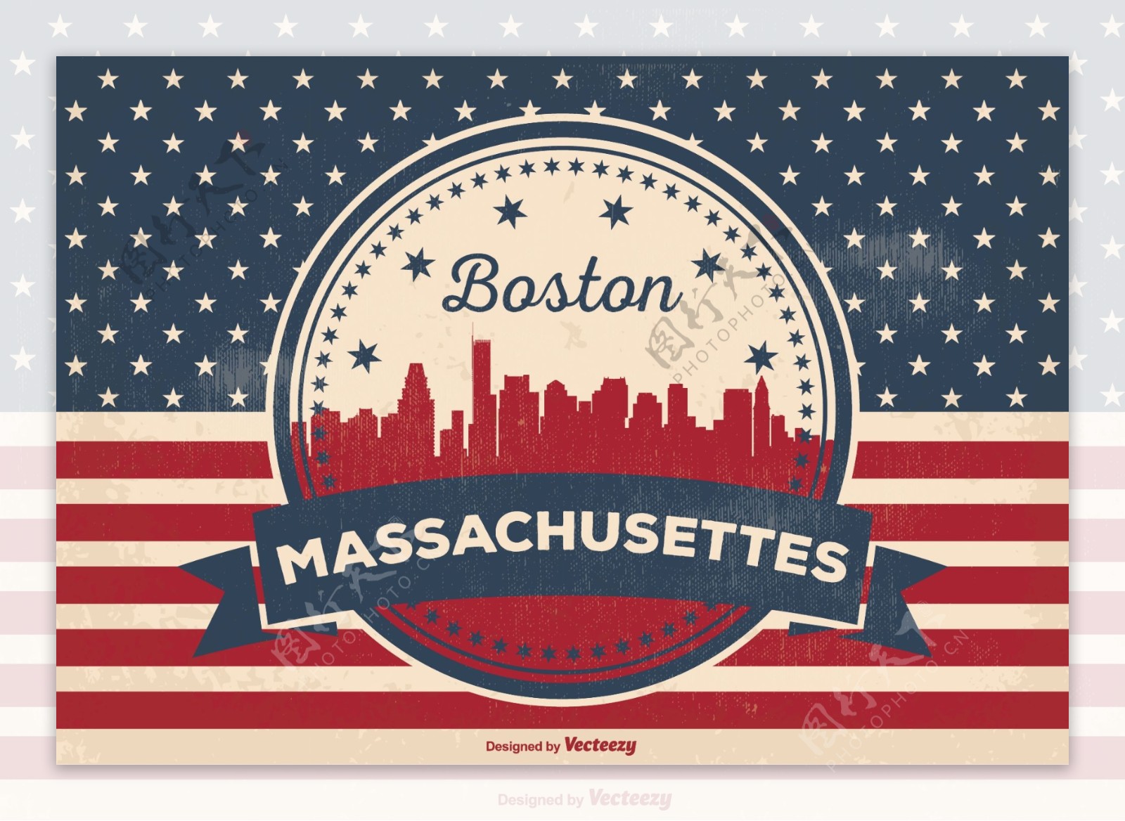波士顿的天际线说明美国