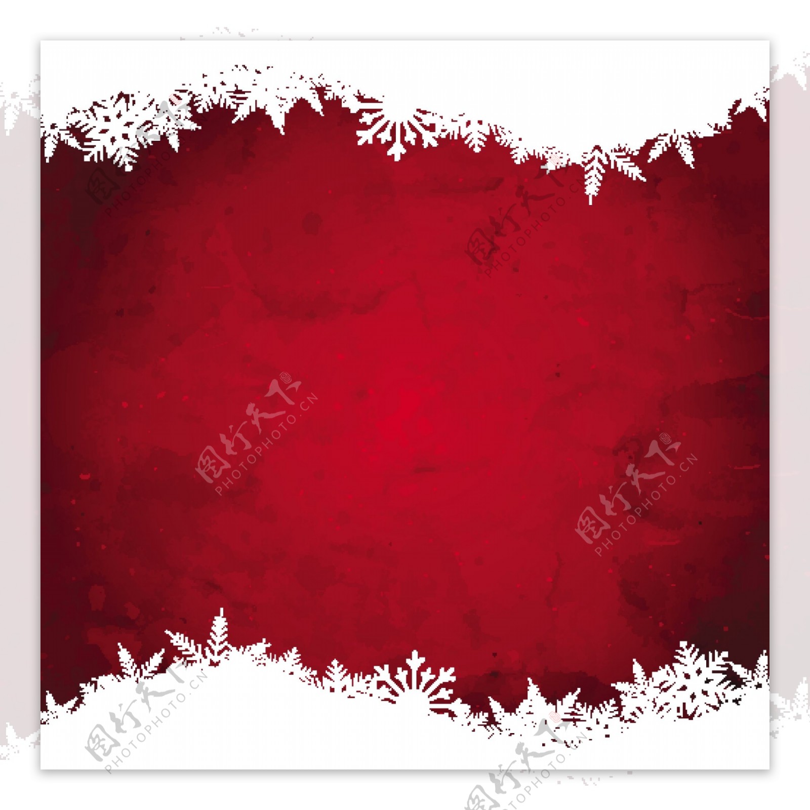 红色圣诞背景与白色雪花