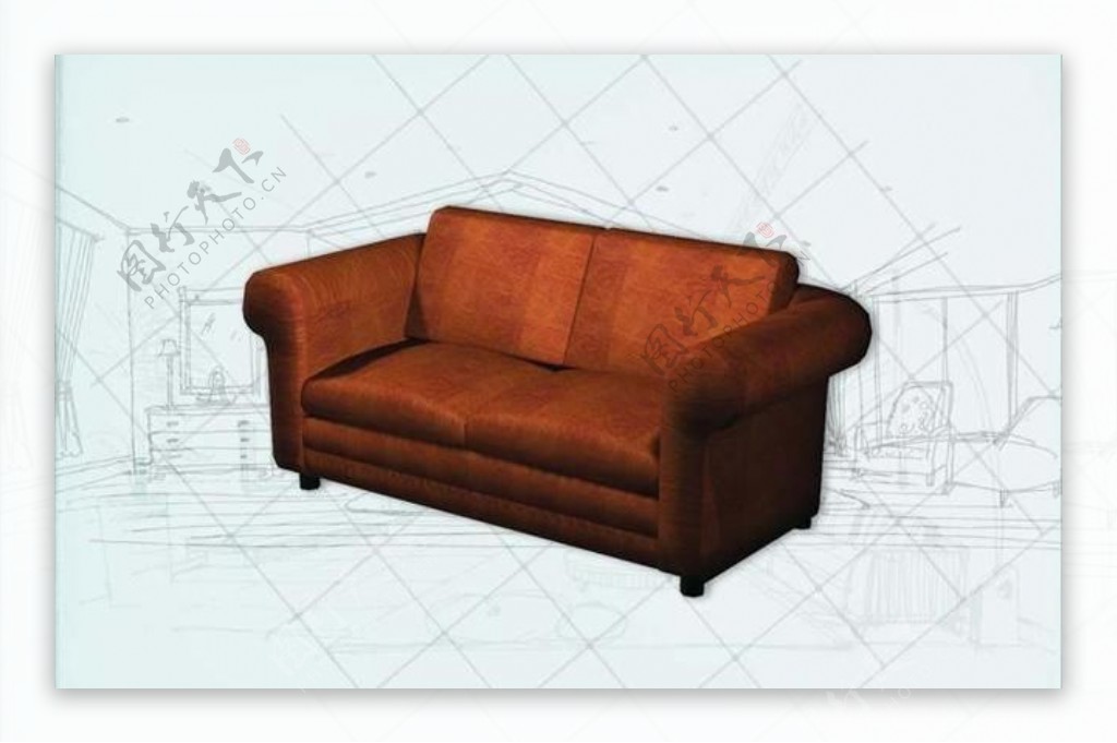 国际主义家具沙发0363D模型