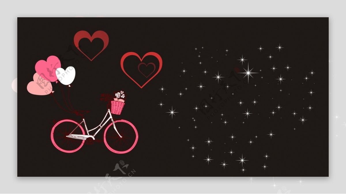 卡通自行车心形星光