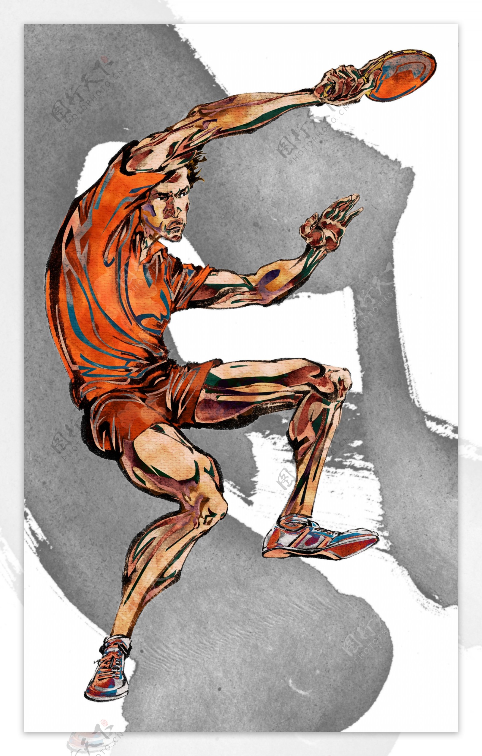 运动健身绘画人物分层素材PSD062