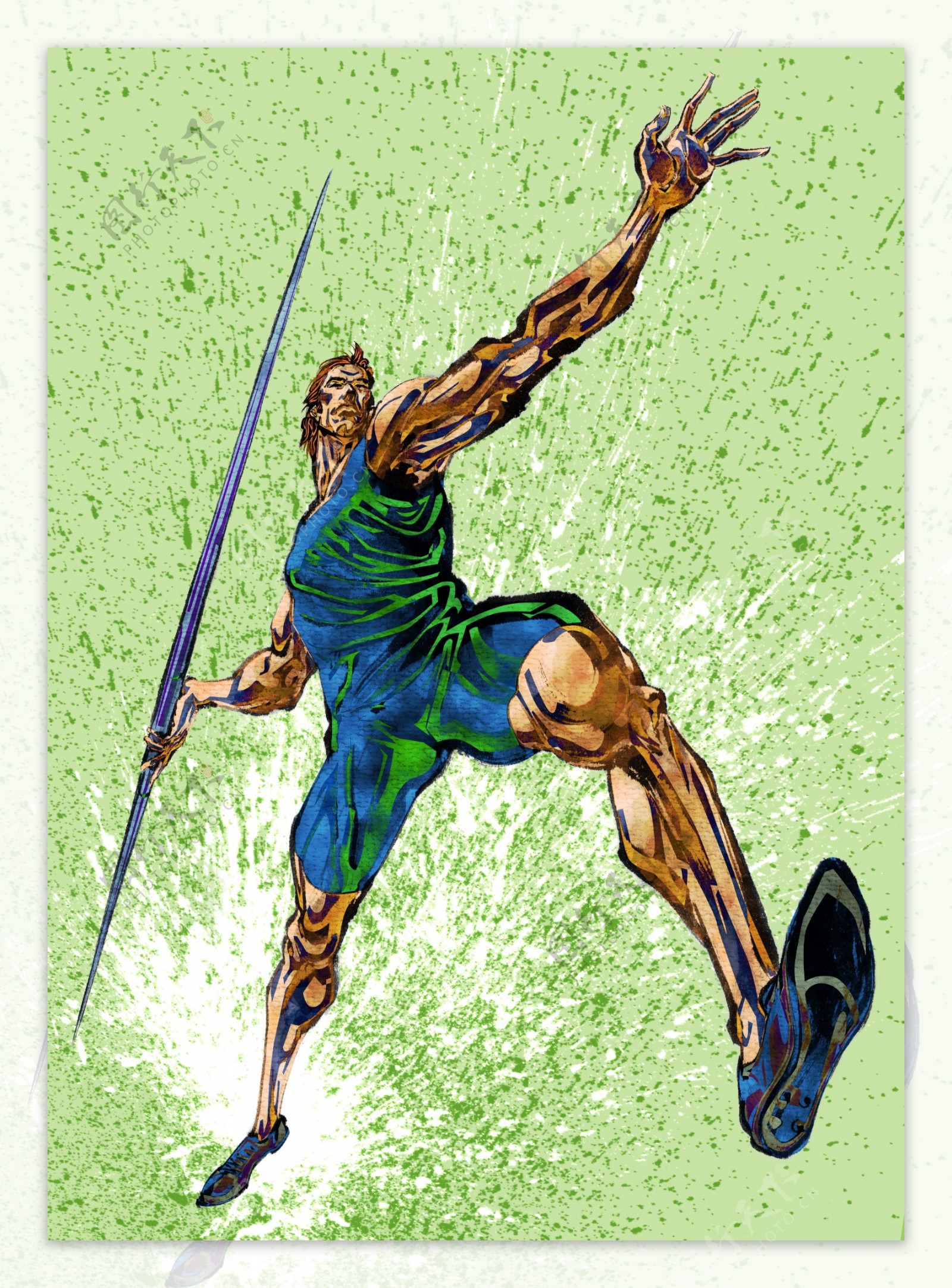 运动健身绘画人物分层素材PSD076