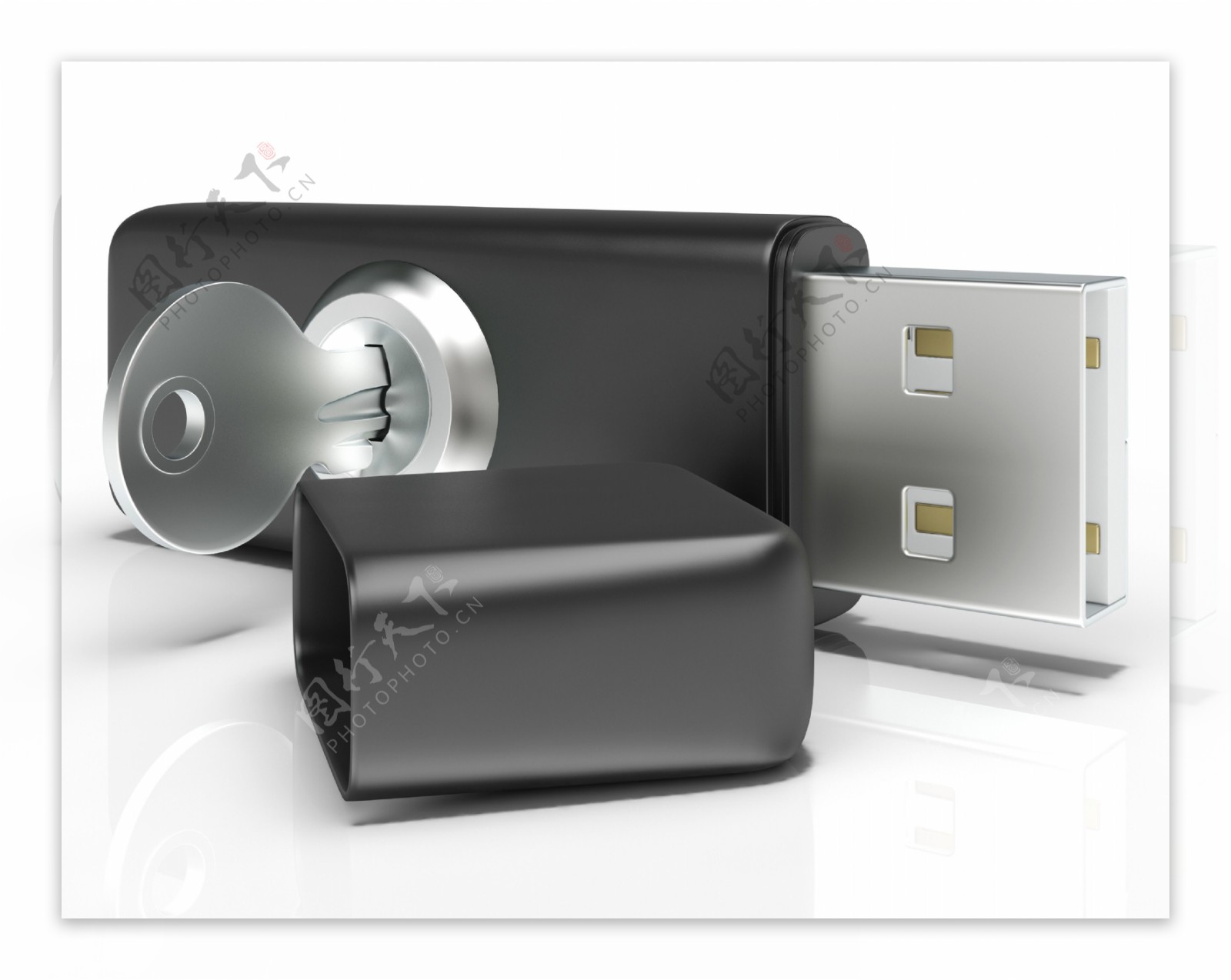 USB闪存和键显示安全的便携式存储
