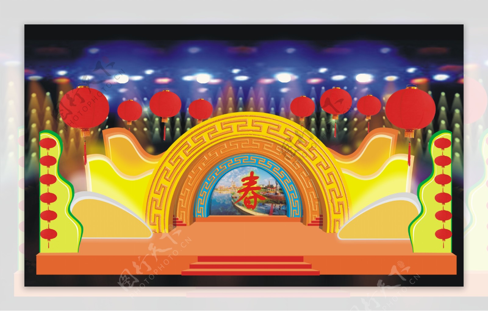 春节舞台背景设计图