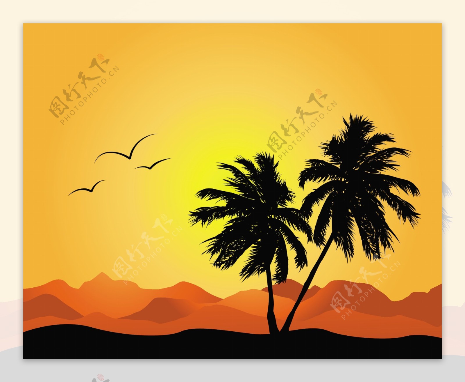 日落中的棕榈树