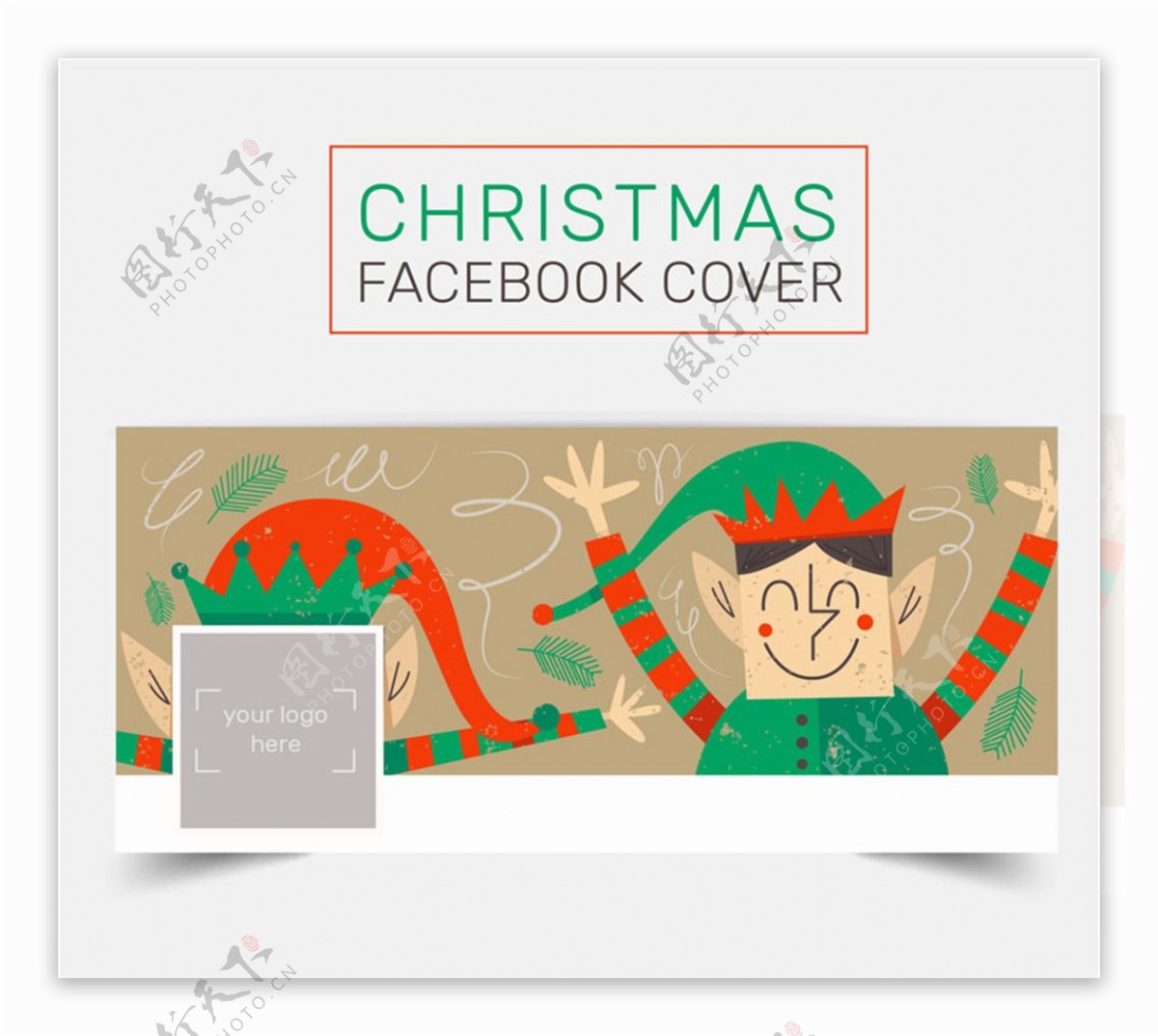 圣诞精灵脸书封面图片矢量素材