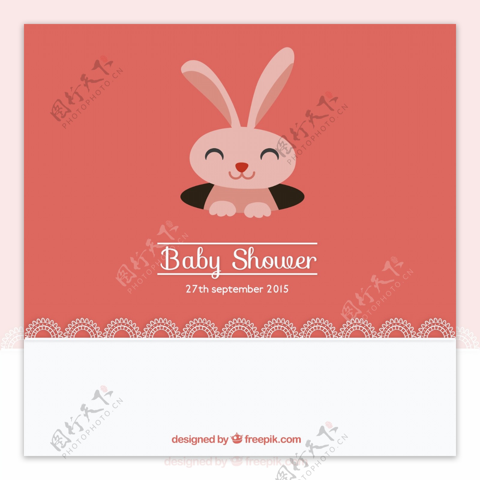 可爱兔子迎婴派对邀请卡矢量图