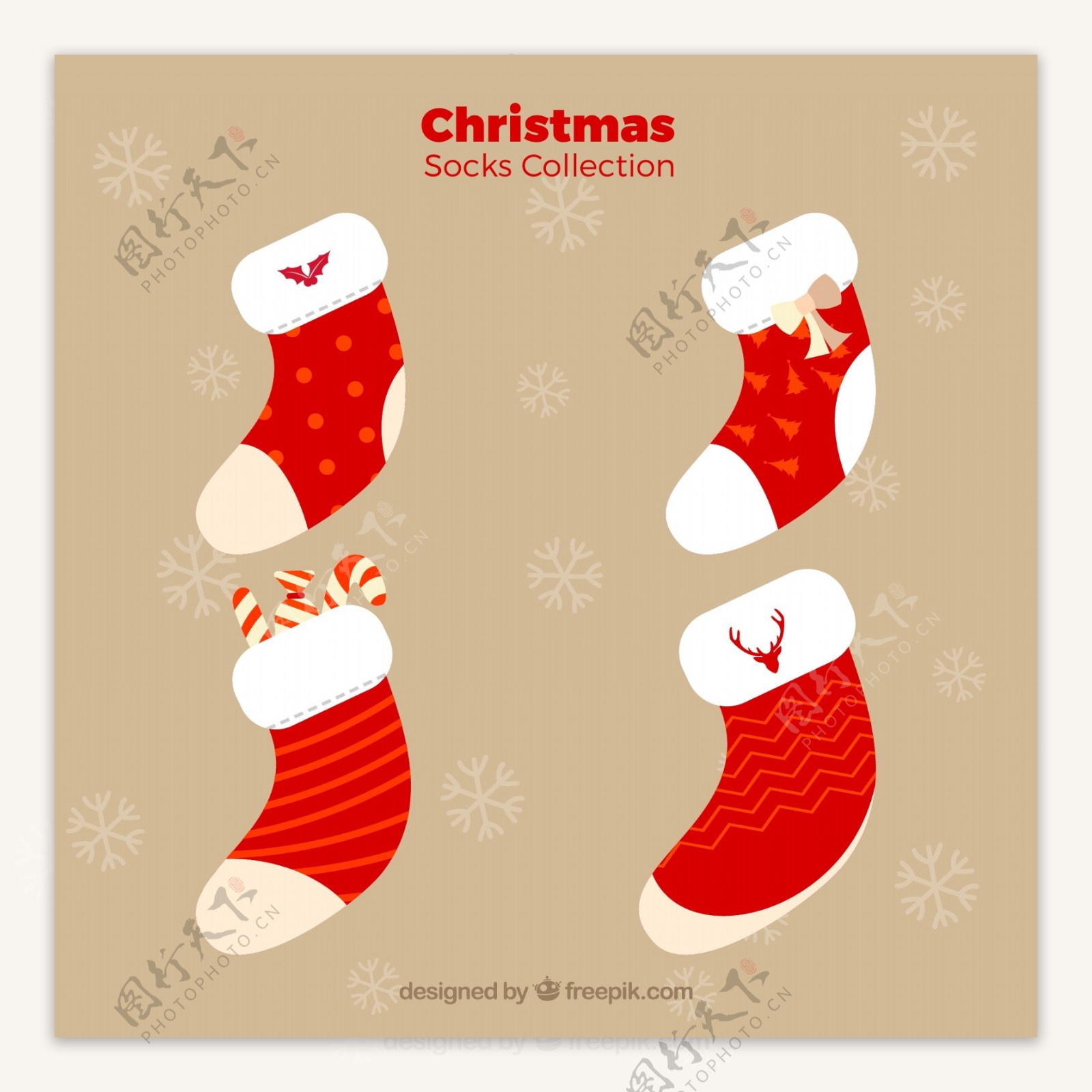 圣诞节卡通矢量袜子素材