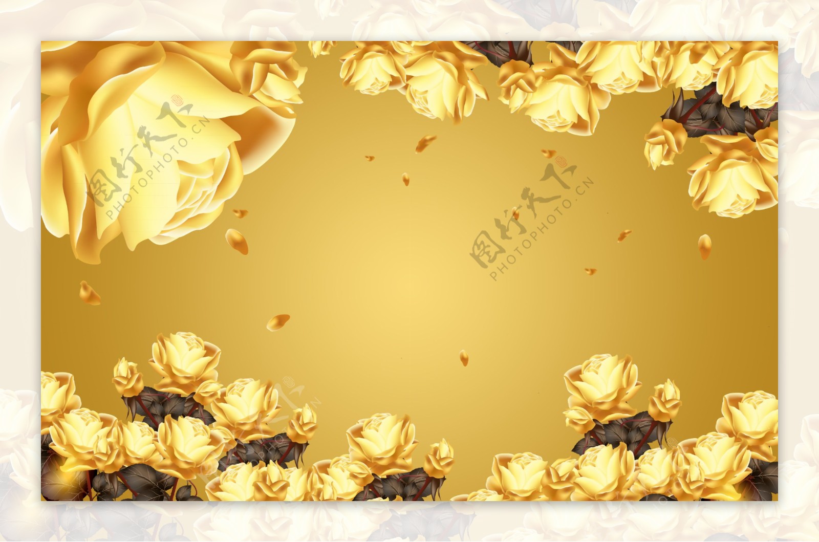 金色花卉元素背景墙