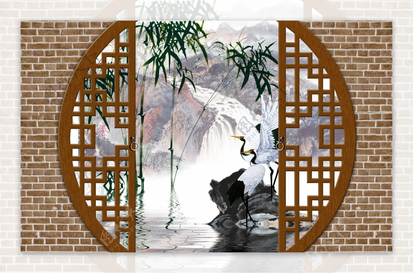 竹子窗户背景墙