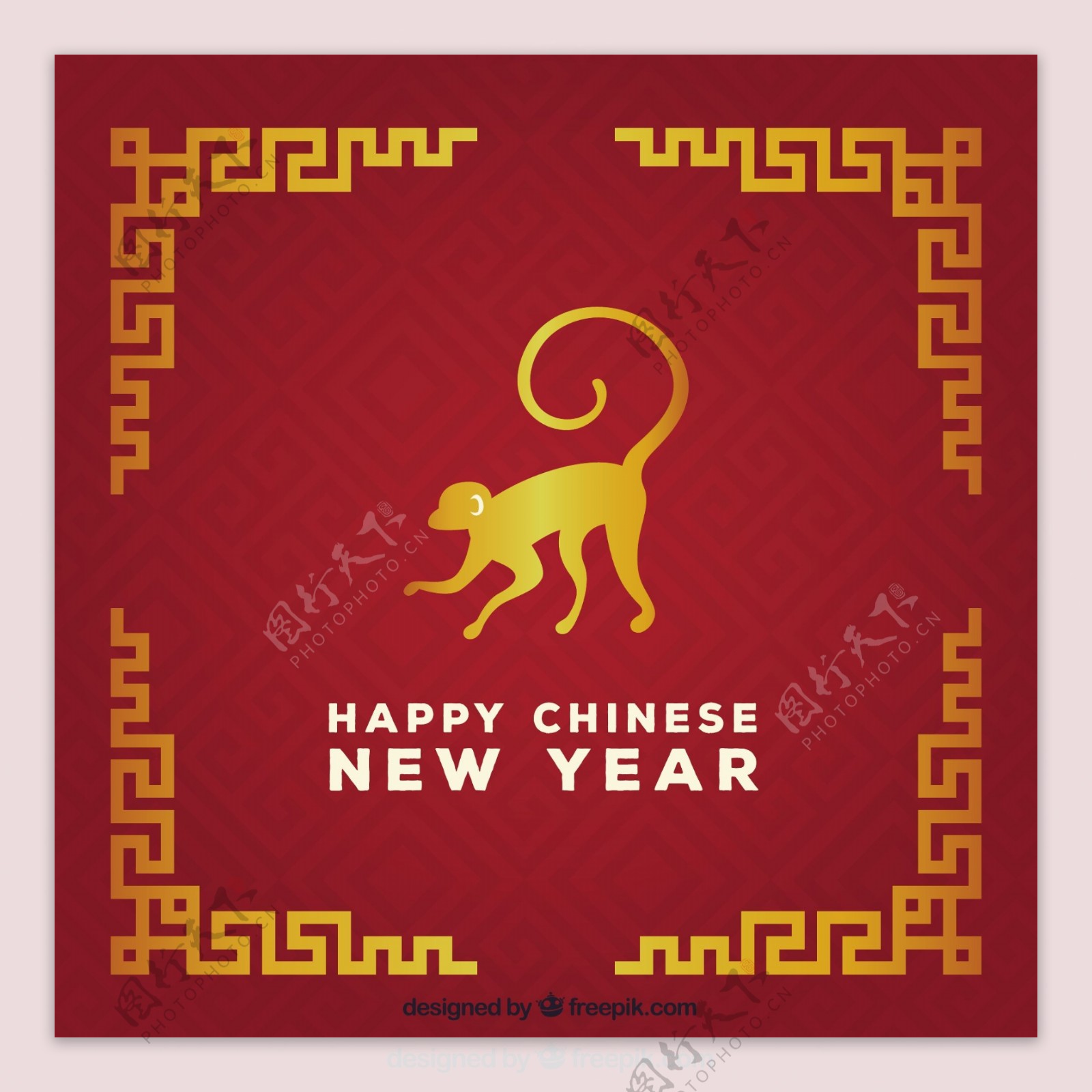 中国新的一年的背景在金色的红色