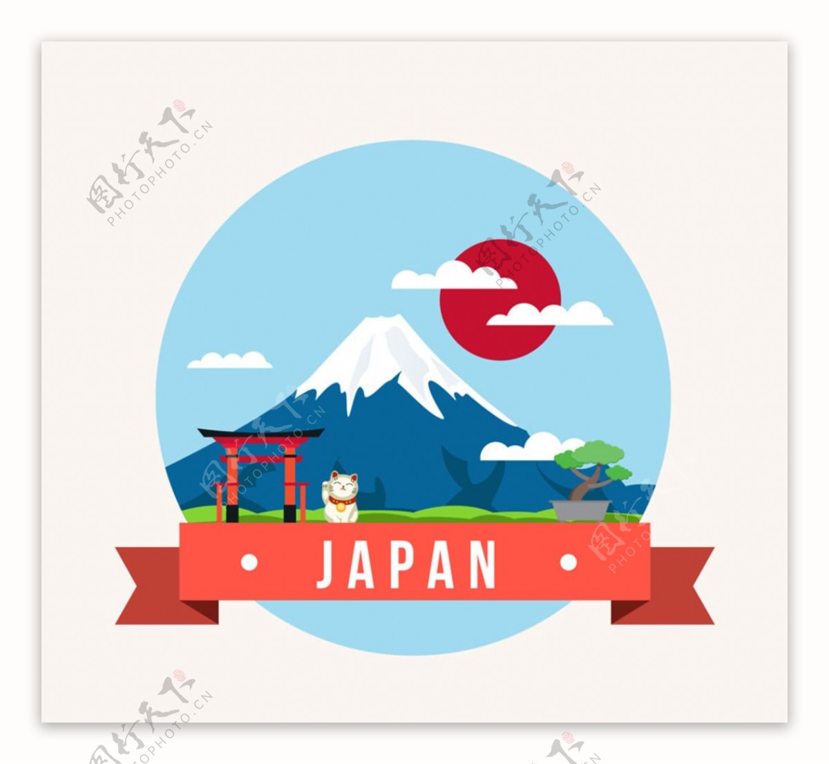 创意日本风景插画矢量素材