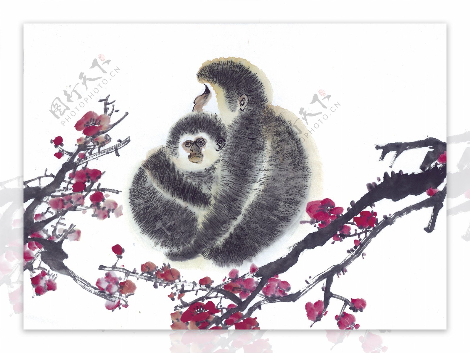 猴写意动物画国画0036