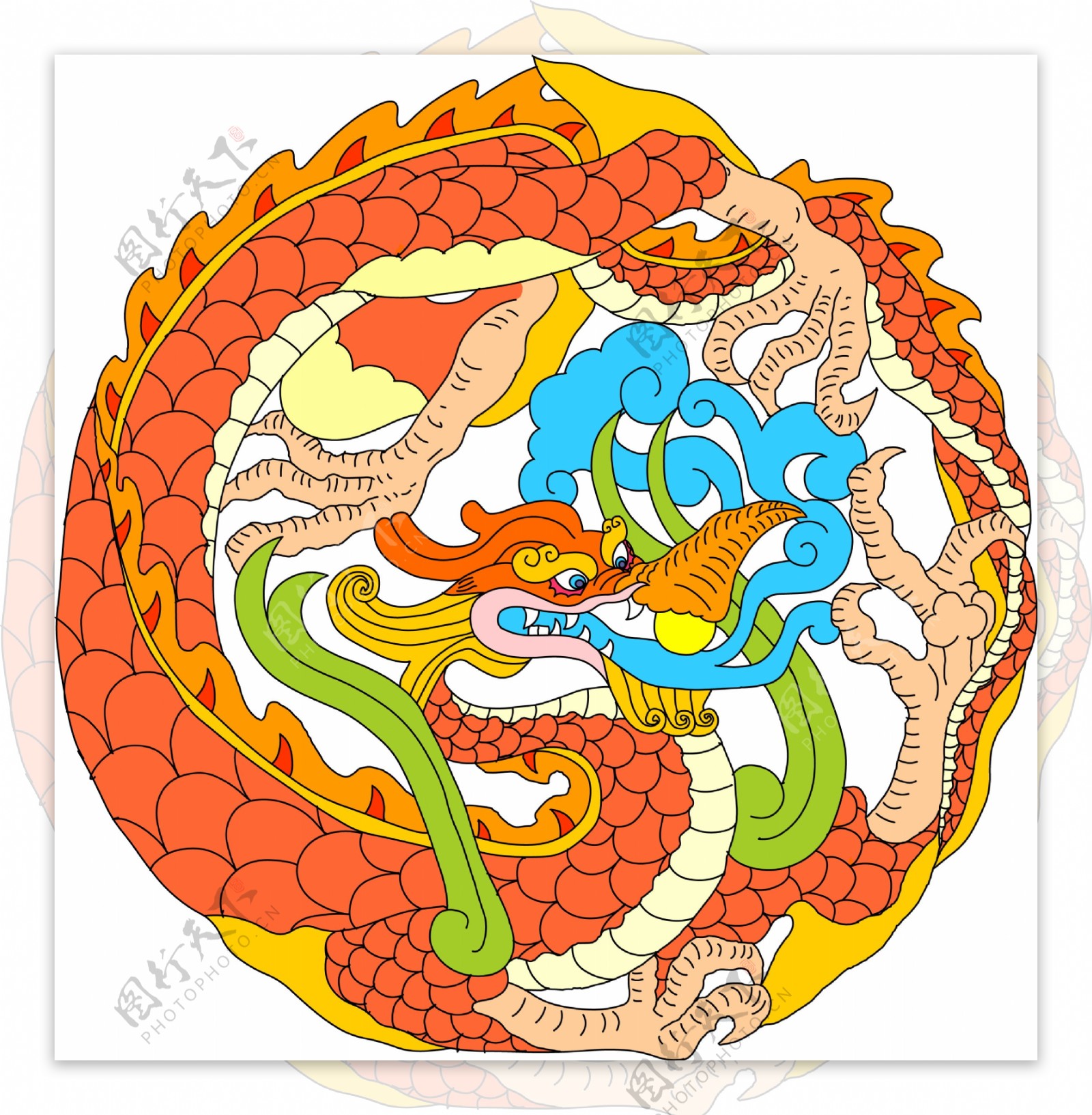 龙纹吉祥图案中国传统图案0068