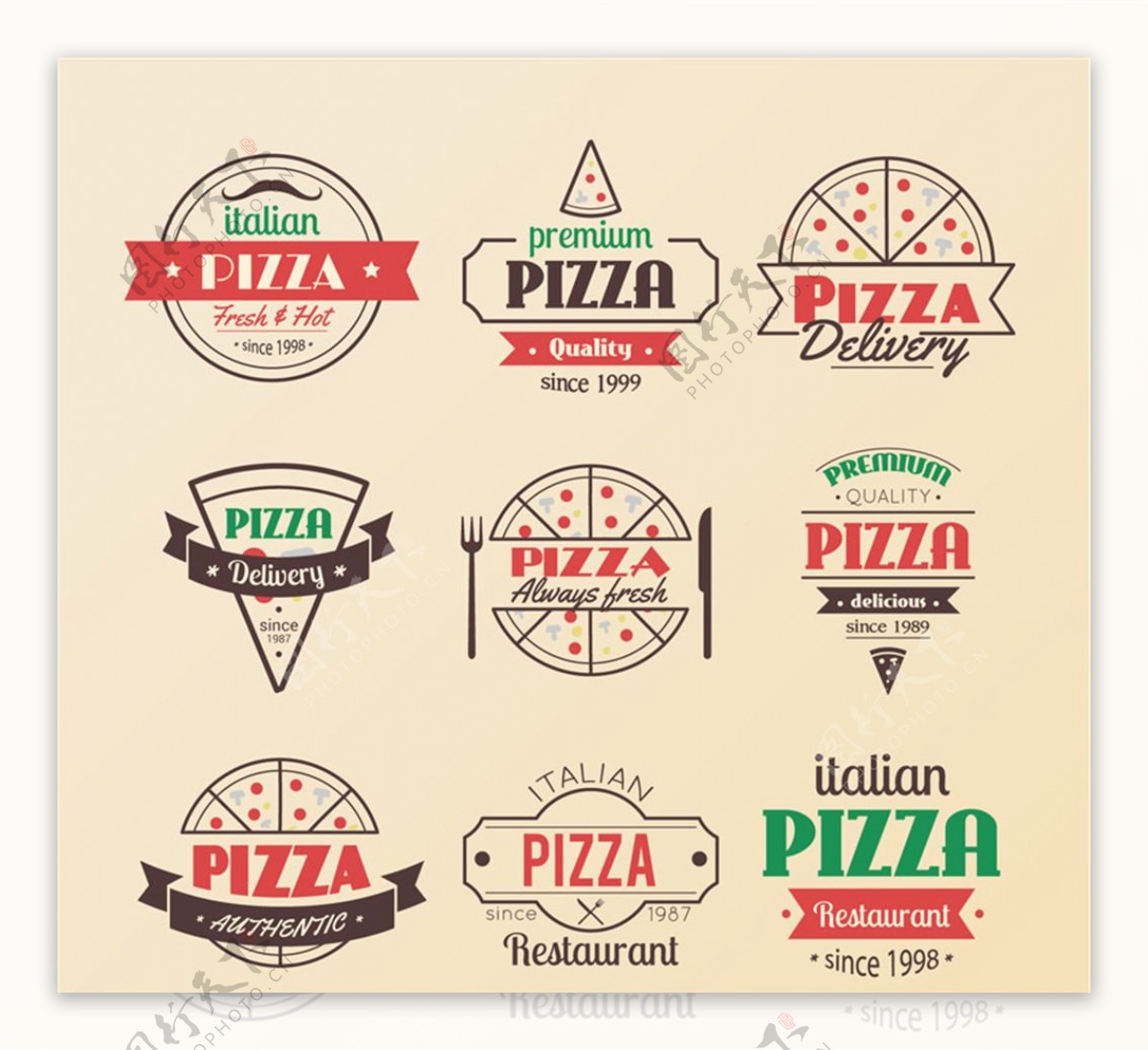 复古披萨标志矢量素材
