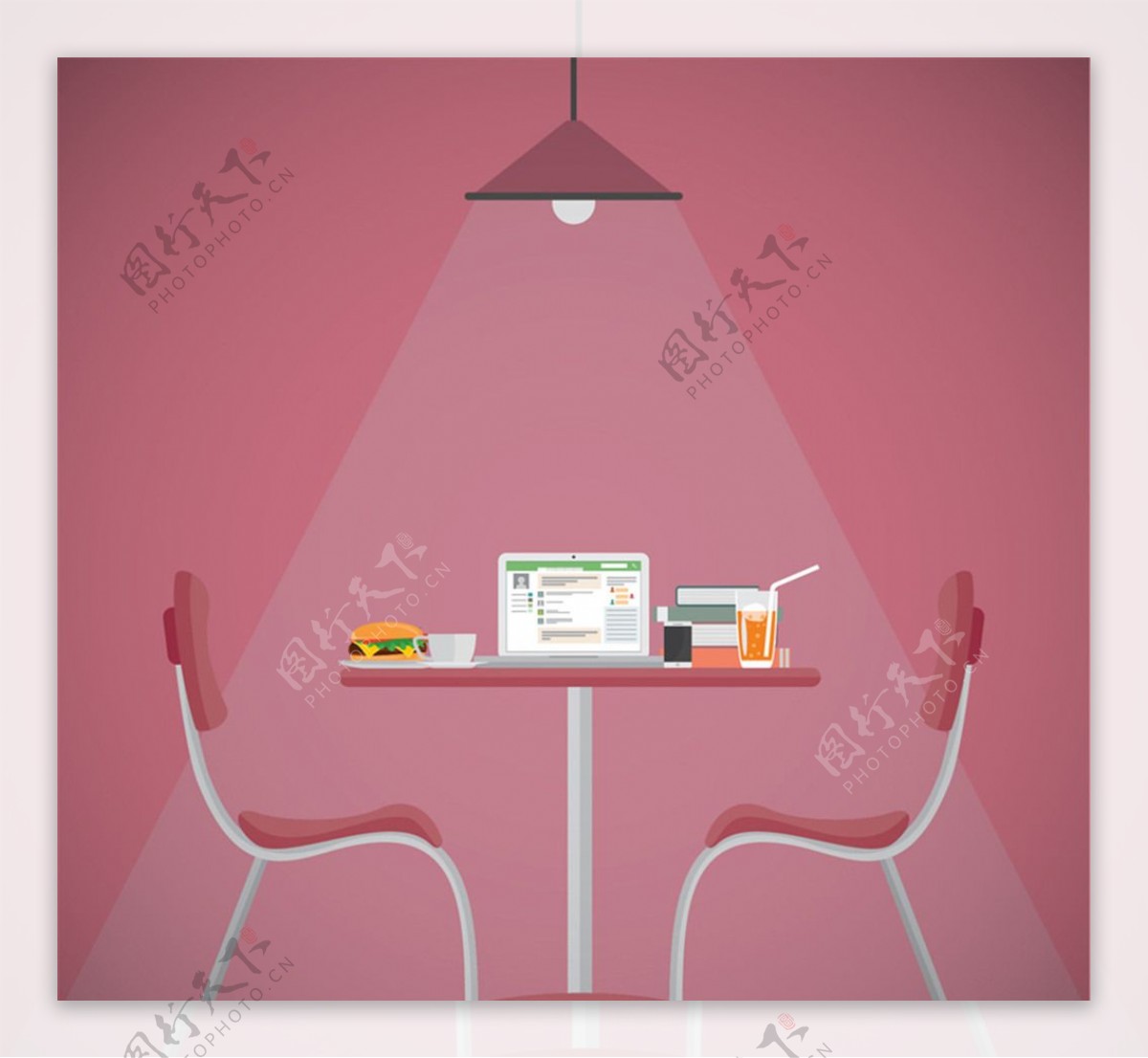 卡通餐桌和餐椅设计矢量素材