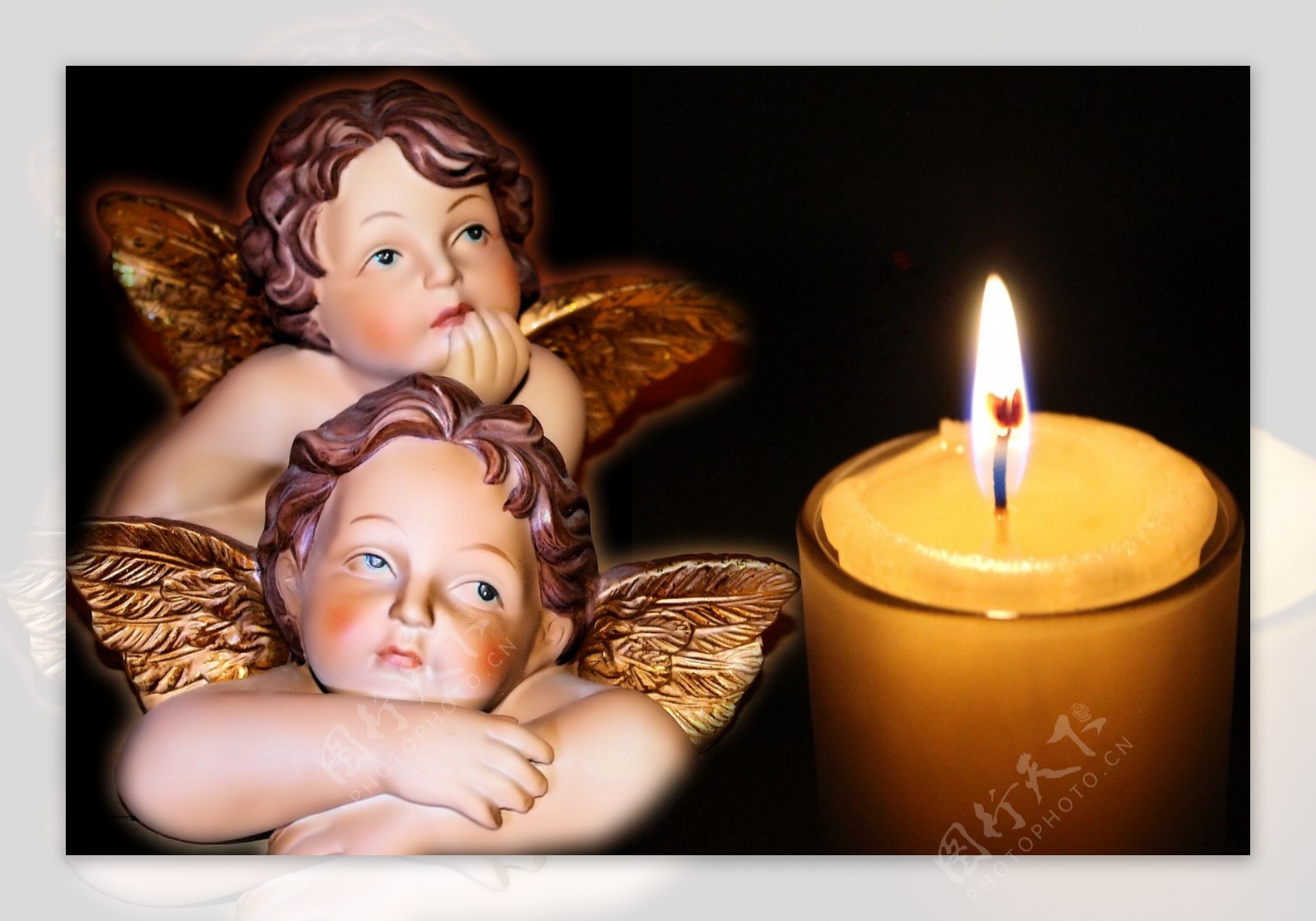 可爱天使与蜡烛图片