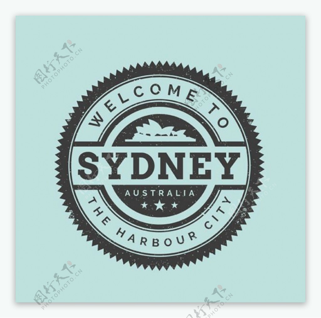 悉尼旅行标签矢量素材下载