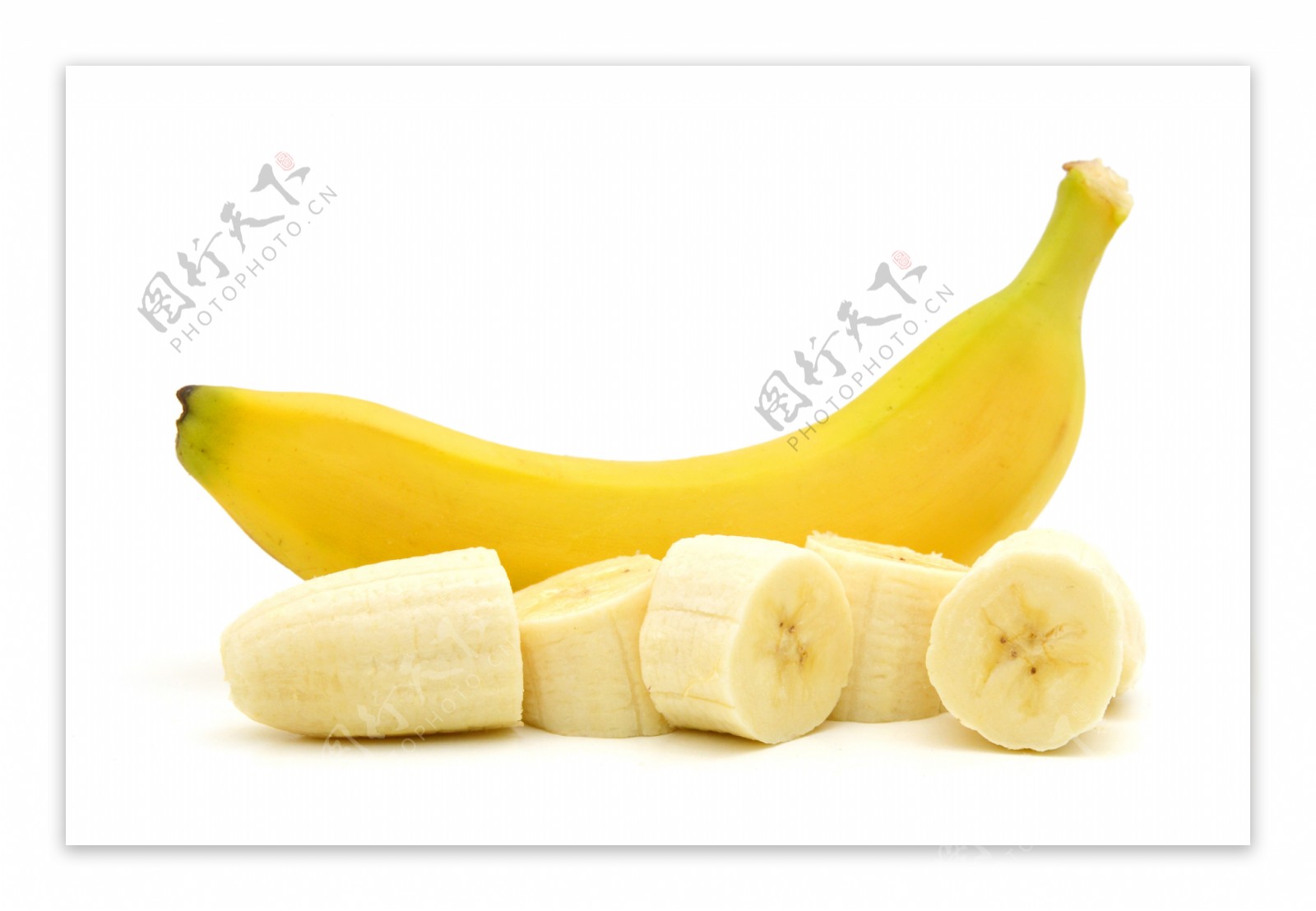 切开段的香蕉肉图片