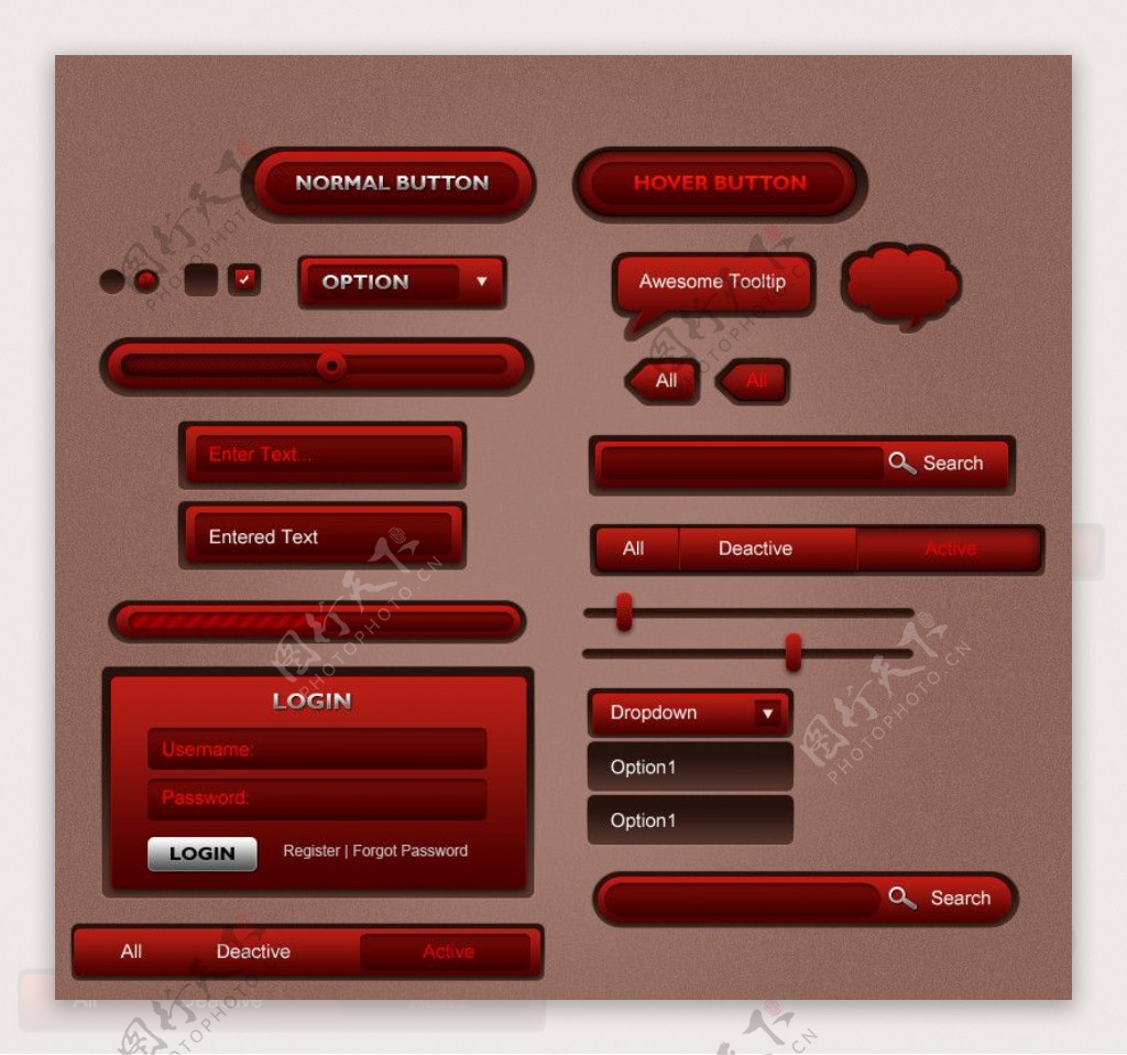 红色网页设计元素